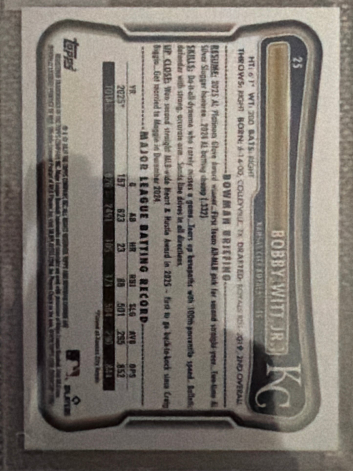 2025 Topps Bowman Chrome Bobby Witt Jr. #25 /175