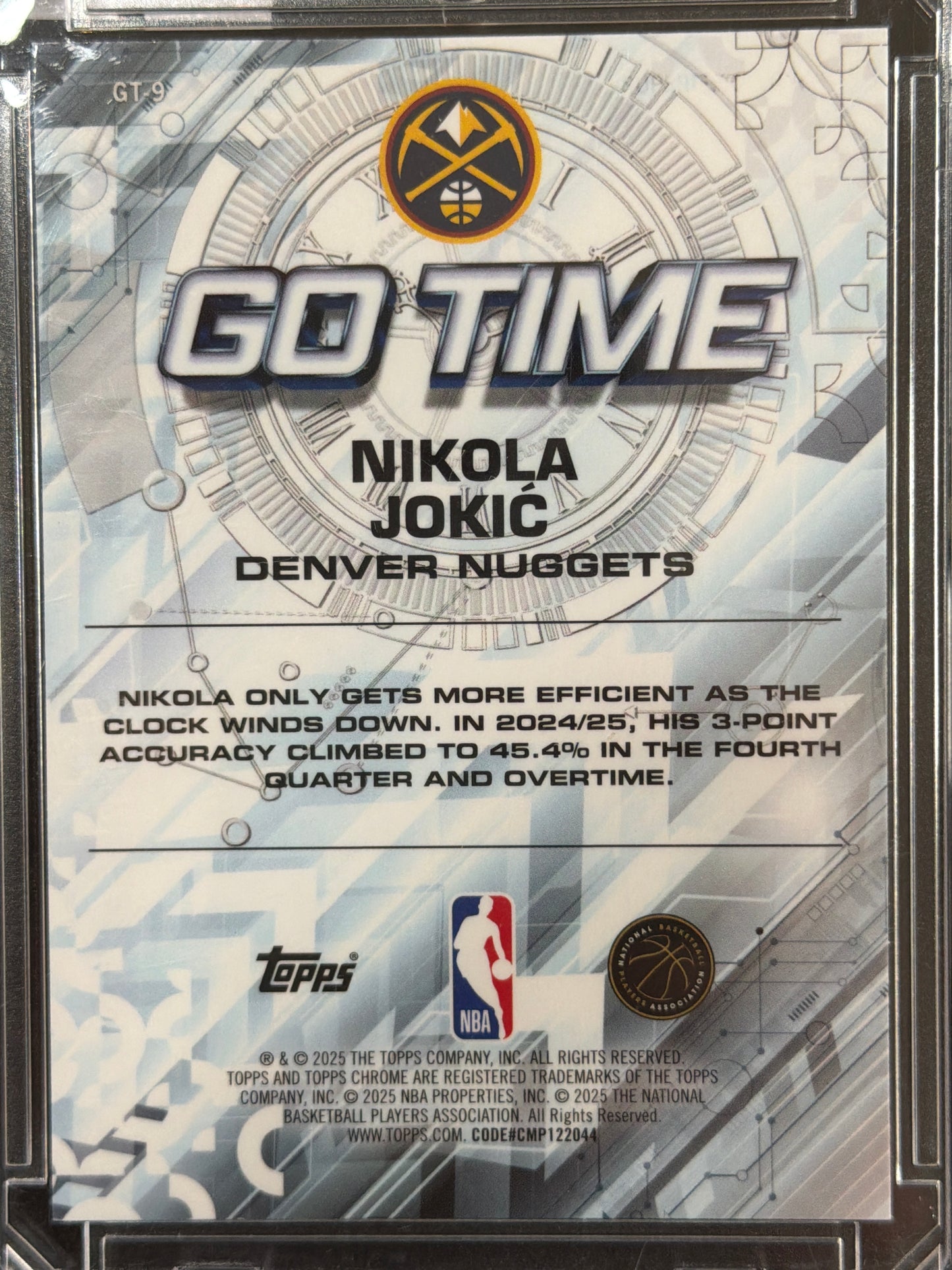 2025 Topps Chrome Go Time Nikola Jokić #GT-9 Gold Refractor /275
