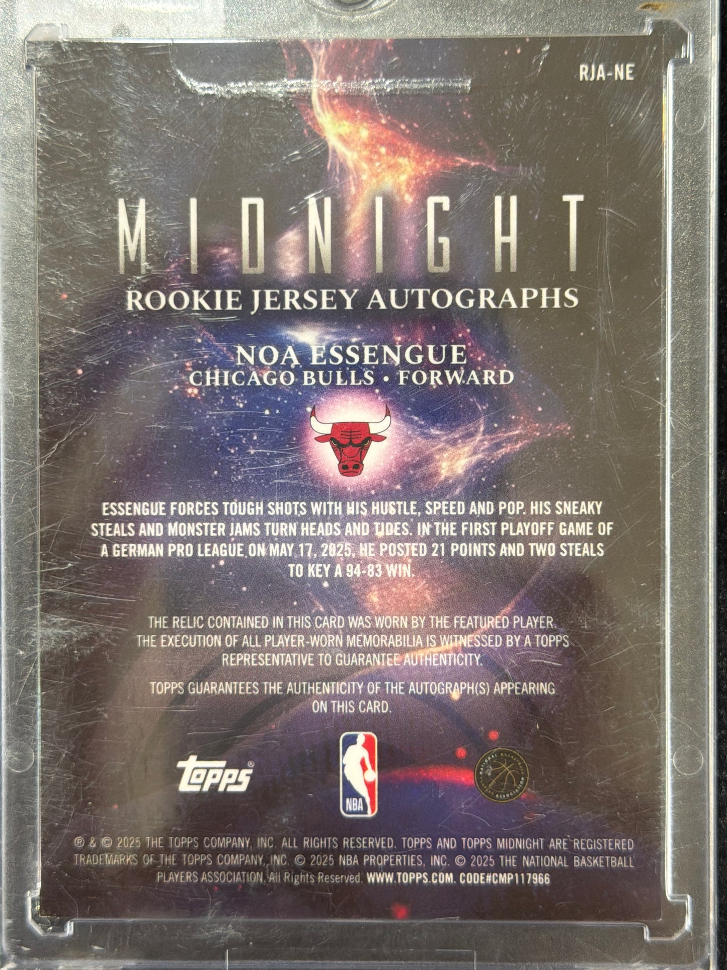 2025 Topps Noa Essengue #RJA-NE /35 Rookie Jersey Autograph RC Memorabilia