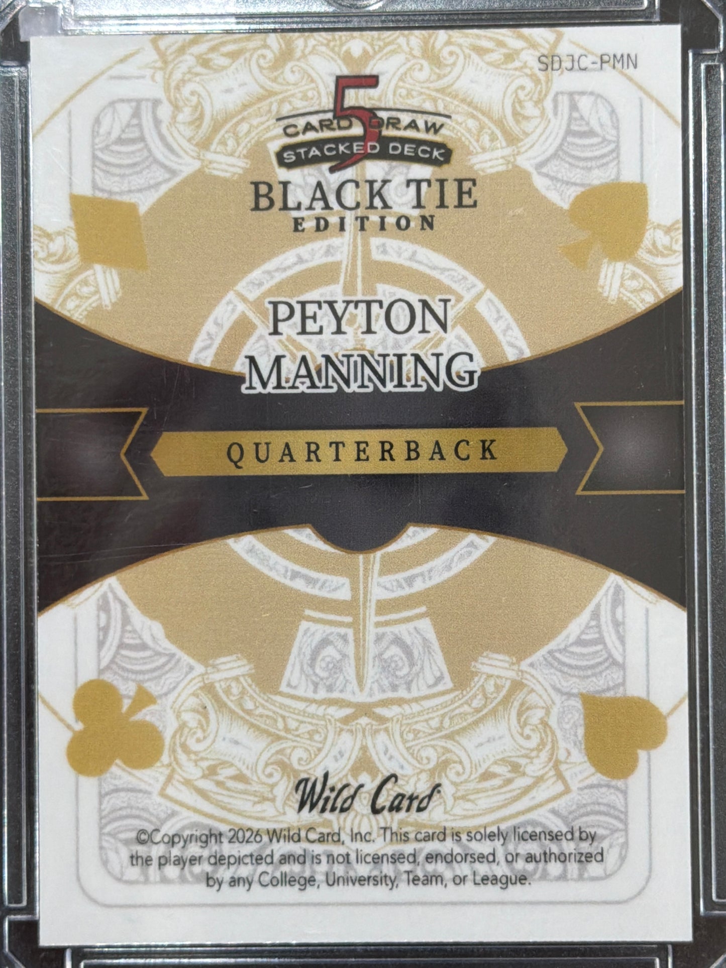 2026 Wild Card 5 Card Stacked Deck Black Tie Edition Peyton Manning #SDJC-PMN /1