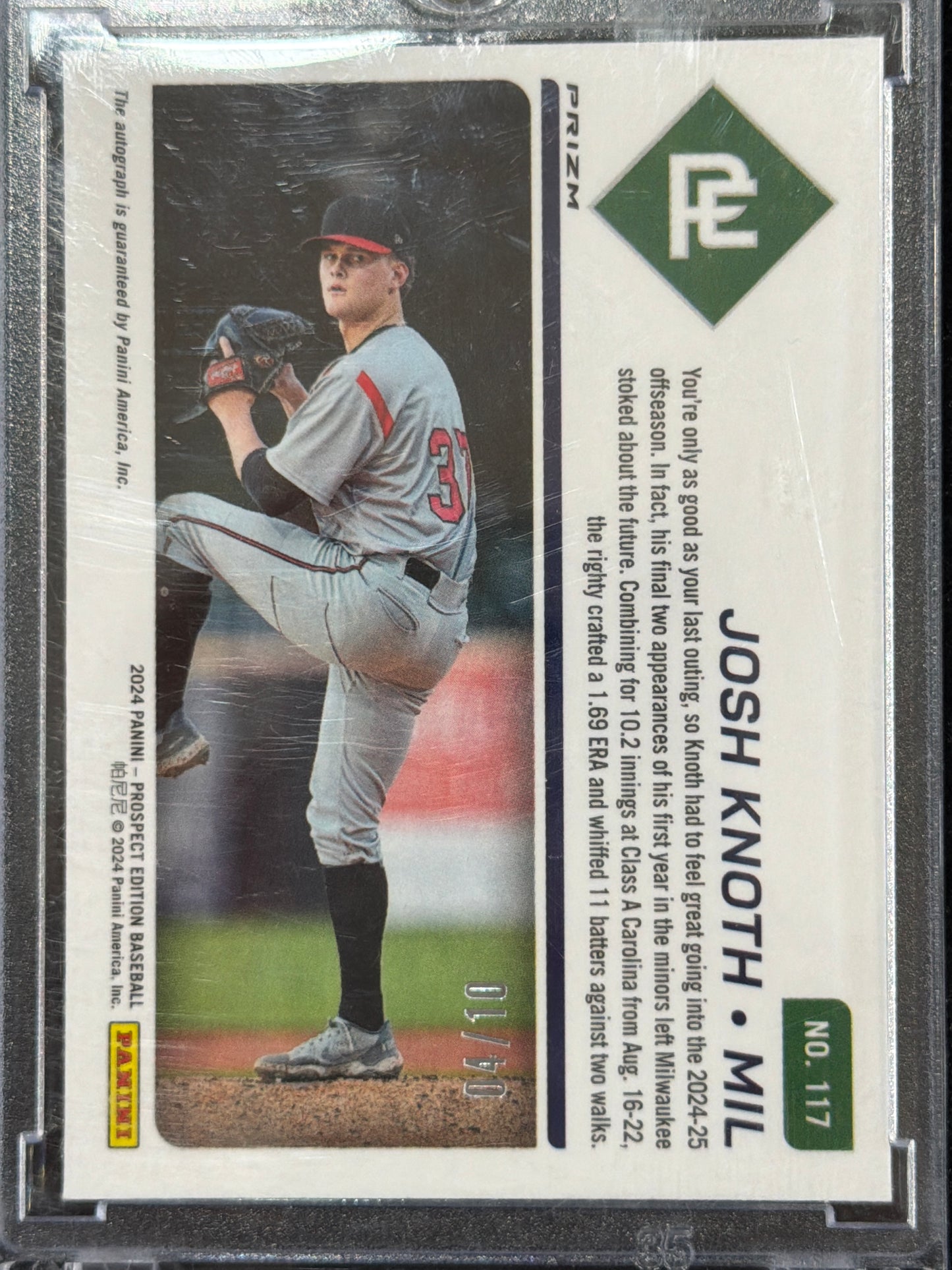 2024 Panini Prospect Edition Prizm Josh Knoth #117 Gold Ticket /10
