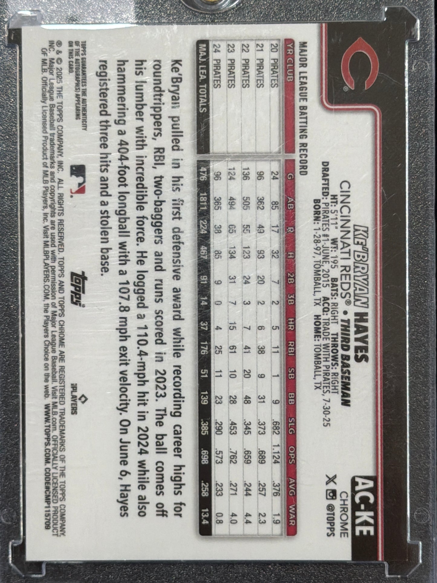 2025 Topps Chrome Ke'Bryan Hayes #AC-KE Gold Refractor /50