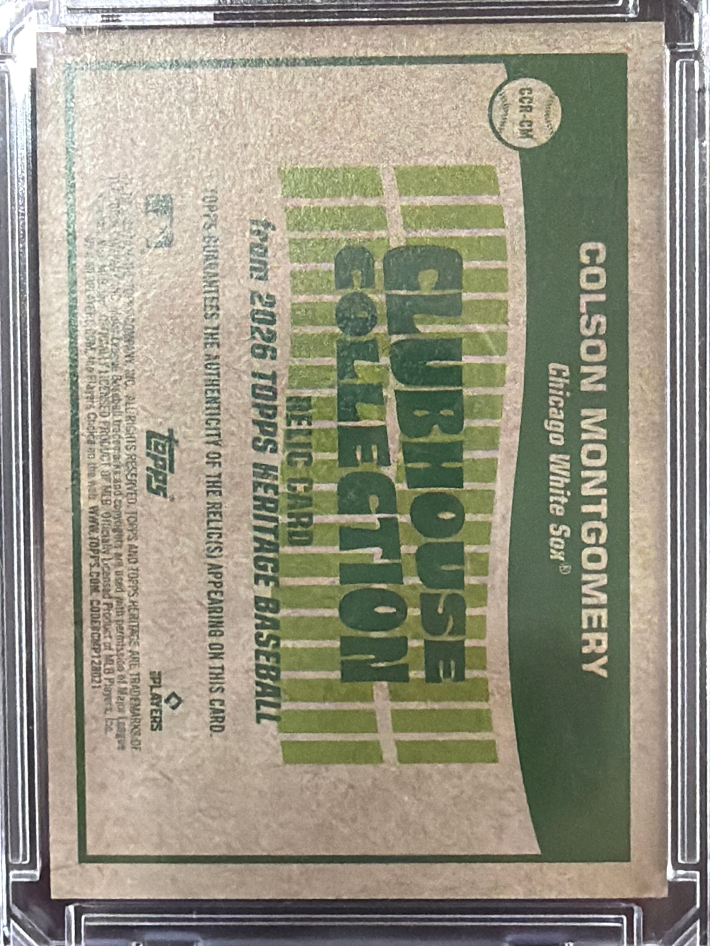 2026 Topps Heritage Colson Montgomery #CCR-CM Relic RC Game-Used Memorabilia