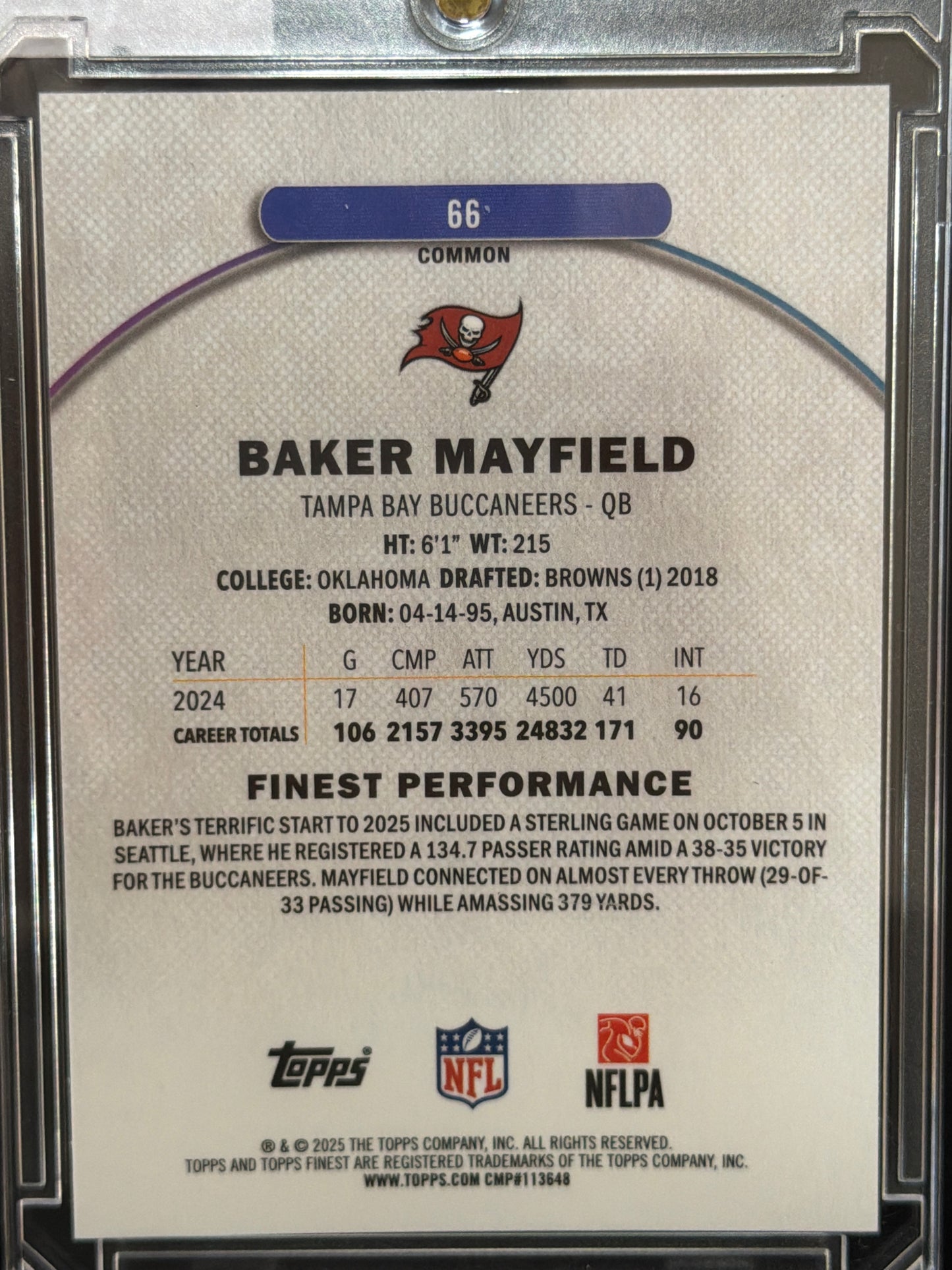 2025 Topps Finest Baker Mayfield #66 /20