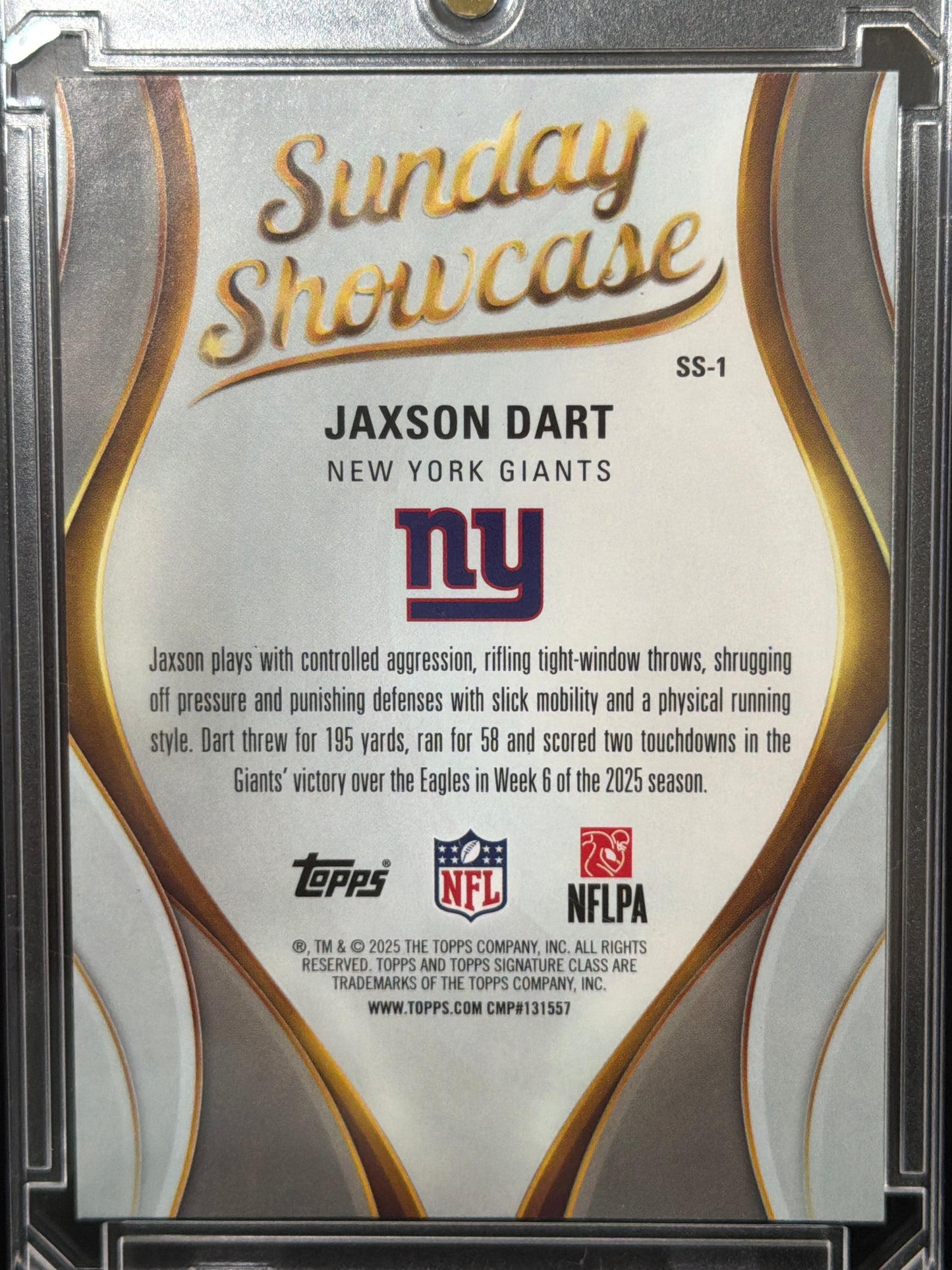2025 Topps Sunday Showcase Jaxson Dart #SS-1 /175 RC