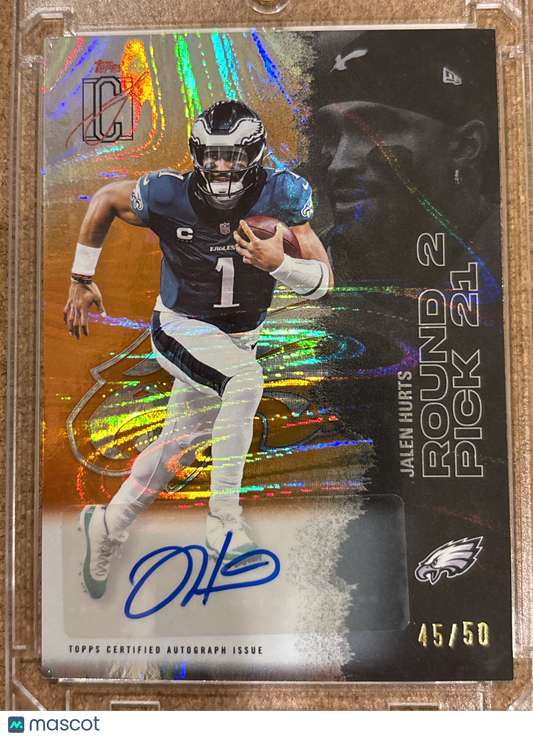 2025 Topps Signature Class Jalen Hurts #42 Orange Refractor /50