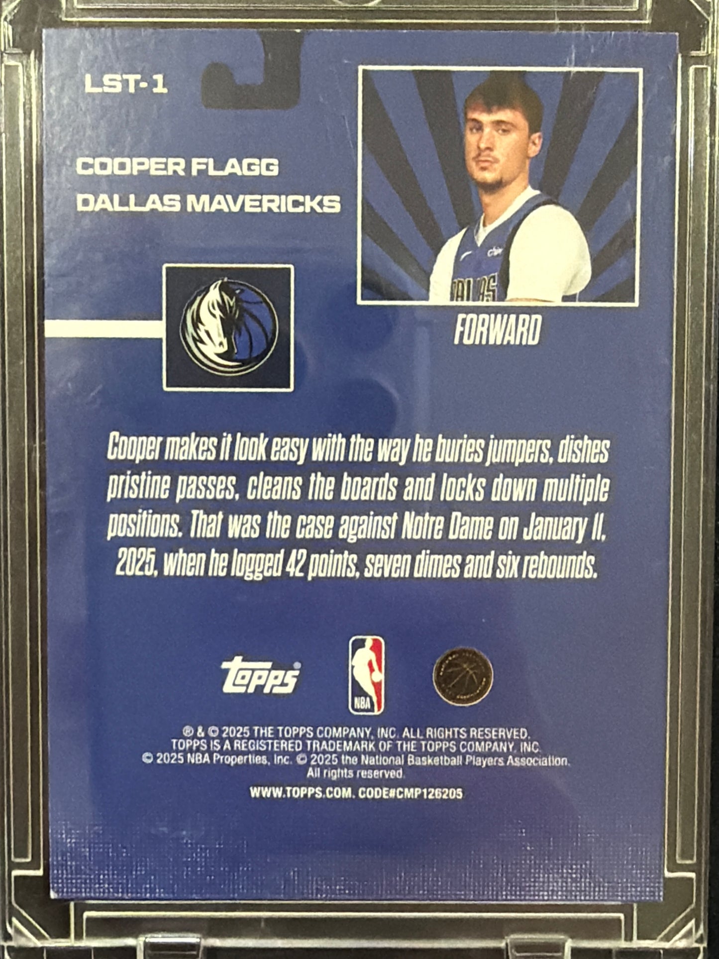 2025 Topps Limited Stock Legends Cooper Flagg #LST-1 RC