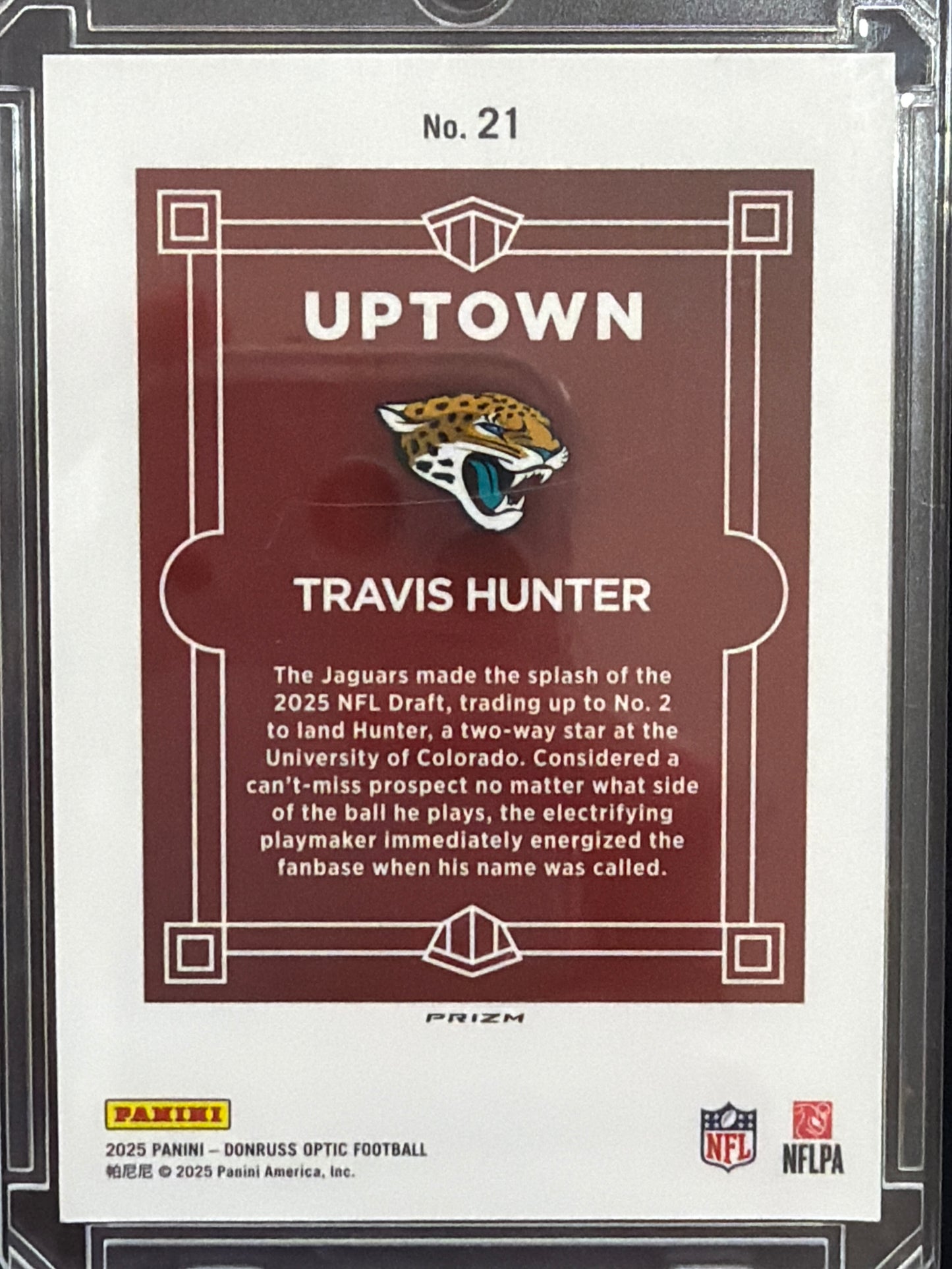 2025 Panini Donruss Optic Uptown Travis Hunter #21 Holo RC