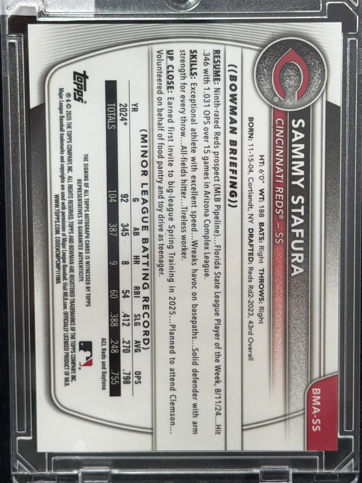2025 Bowman Chrome Sammy Stafura #BMA-SS Mojo Refractor