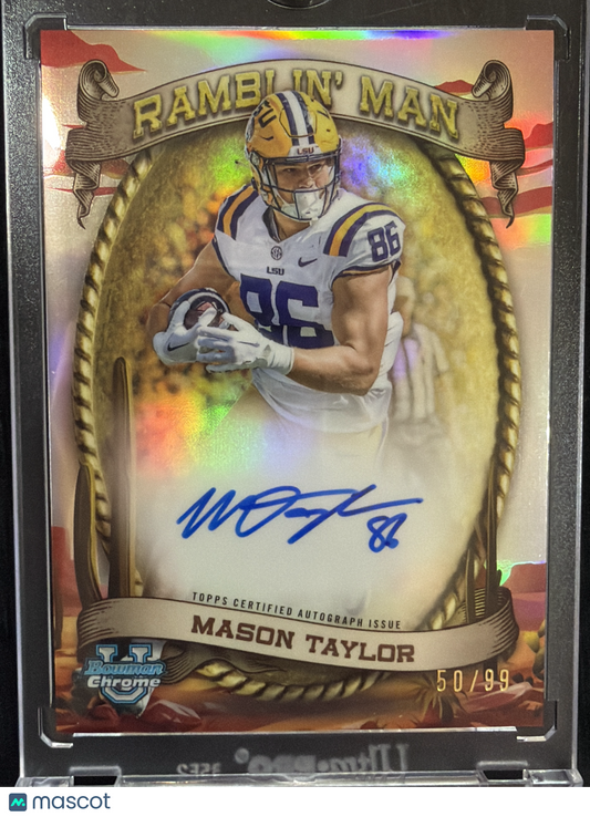 2024 Bowman Football Ramblin' Man Autographs Mason Taylor #RM-MT Refractor /99