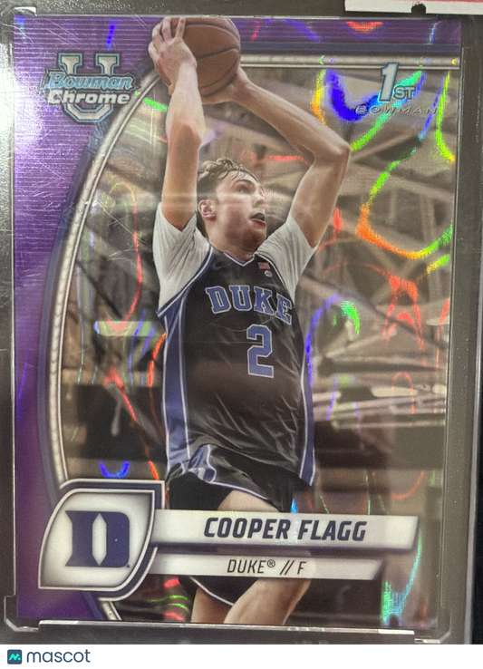 2025 Bowman Chrome University Cooper Flagg #16 Purple RayWave