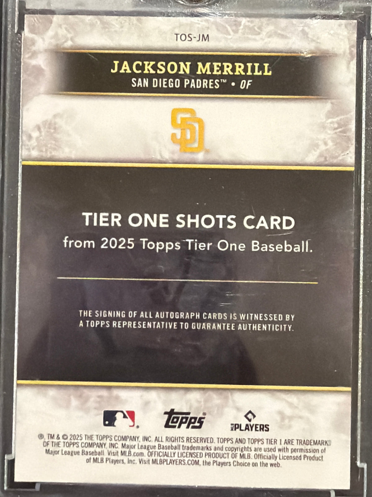 2025 Topps Tier One Jackson Merrill #TOS-JM Red /20