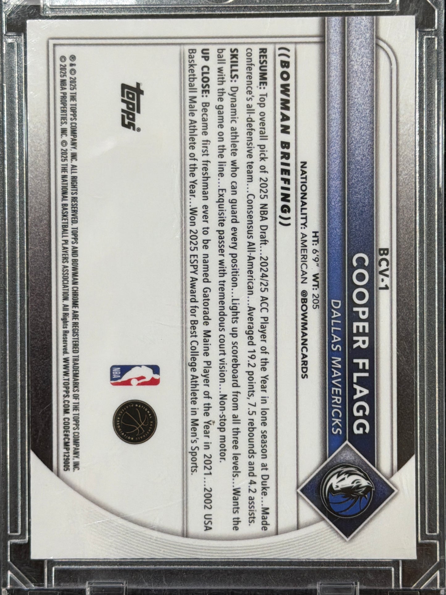 2025 Bowman Chrome Cooper Flagg #BCV-1 Green Mojo Refractor /125 RC