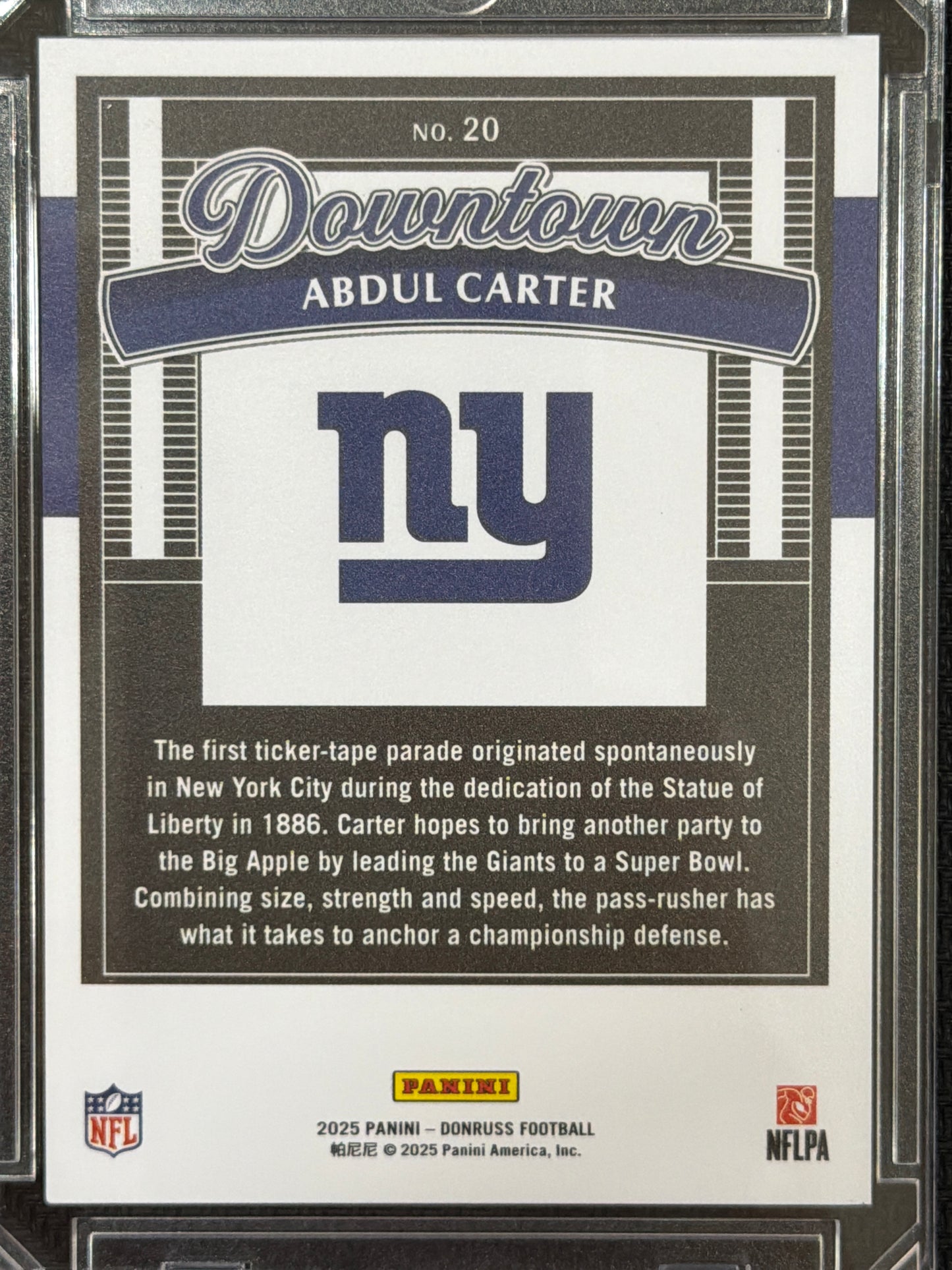 2025 Panini Donruss Downtown Abdul Carter #20 RC