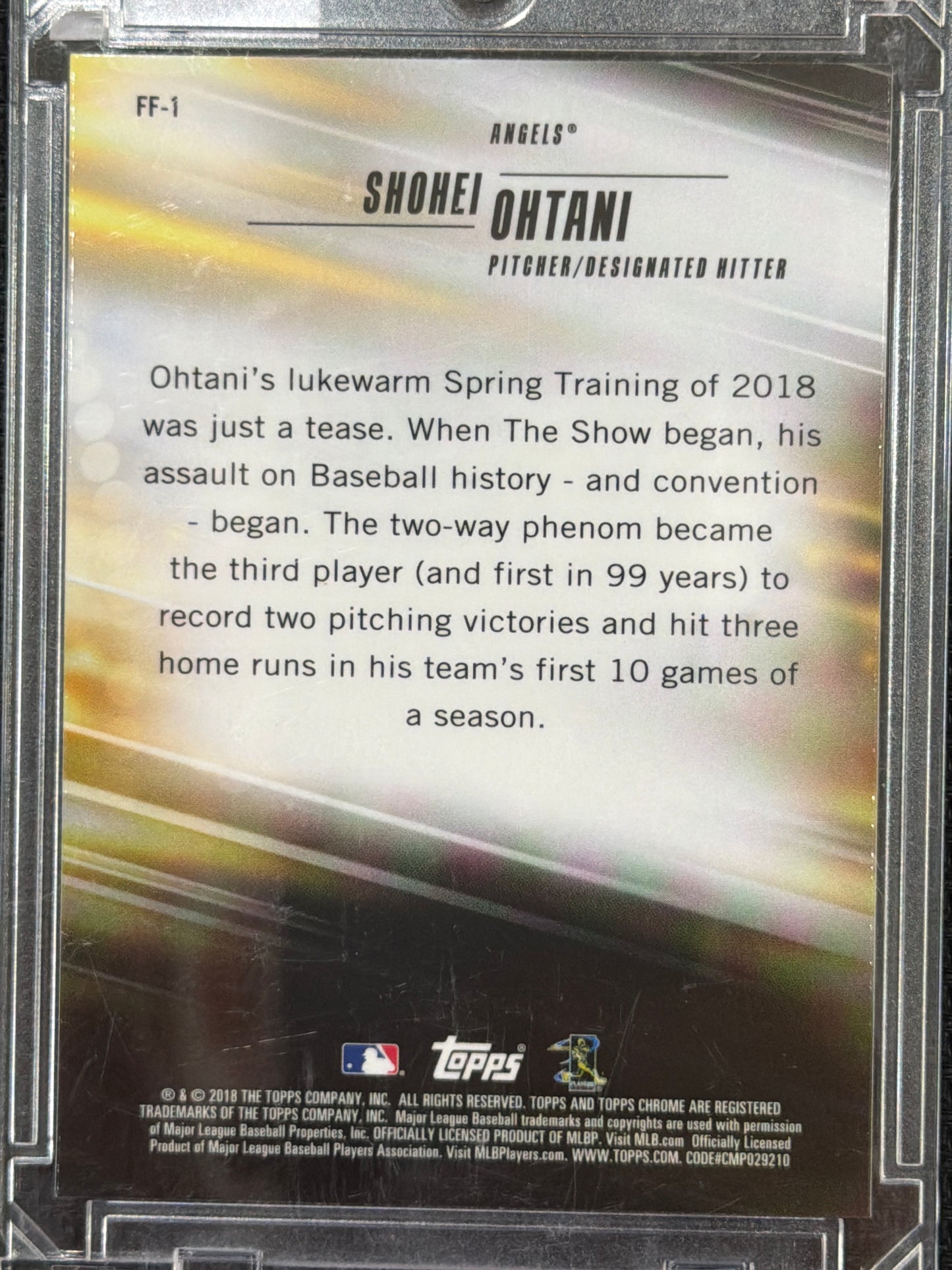 2018 Topps Chrome Freshman Flash Shohei Ohtani #FF-1 Refractor RC