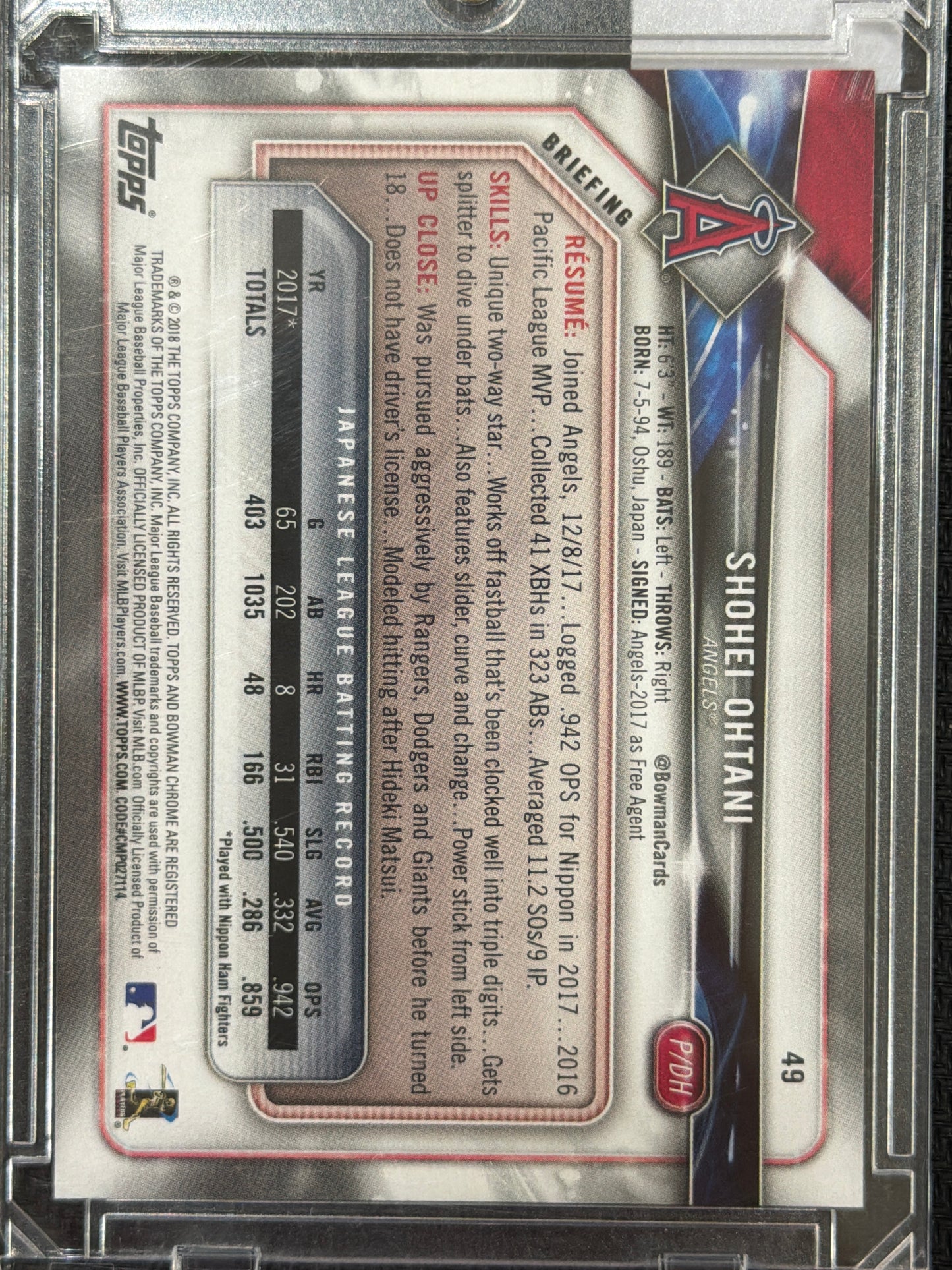 2018 Bowman Shohei Ohtani #49 RC