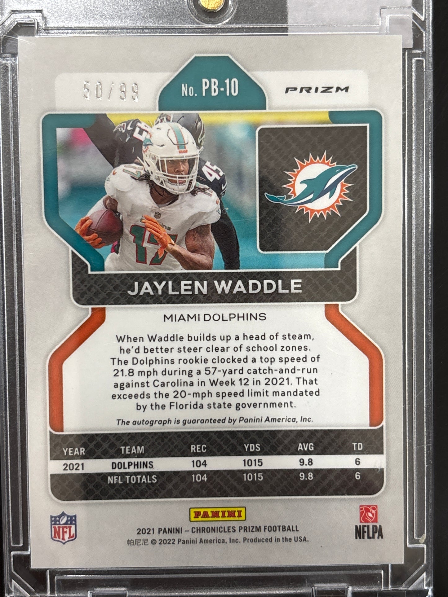 2021 Panini Chronicles Prizm Football Jaylen Waddle #PB-10 /99 RC