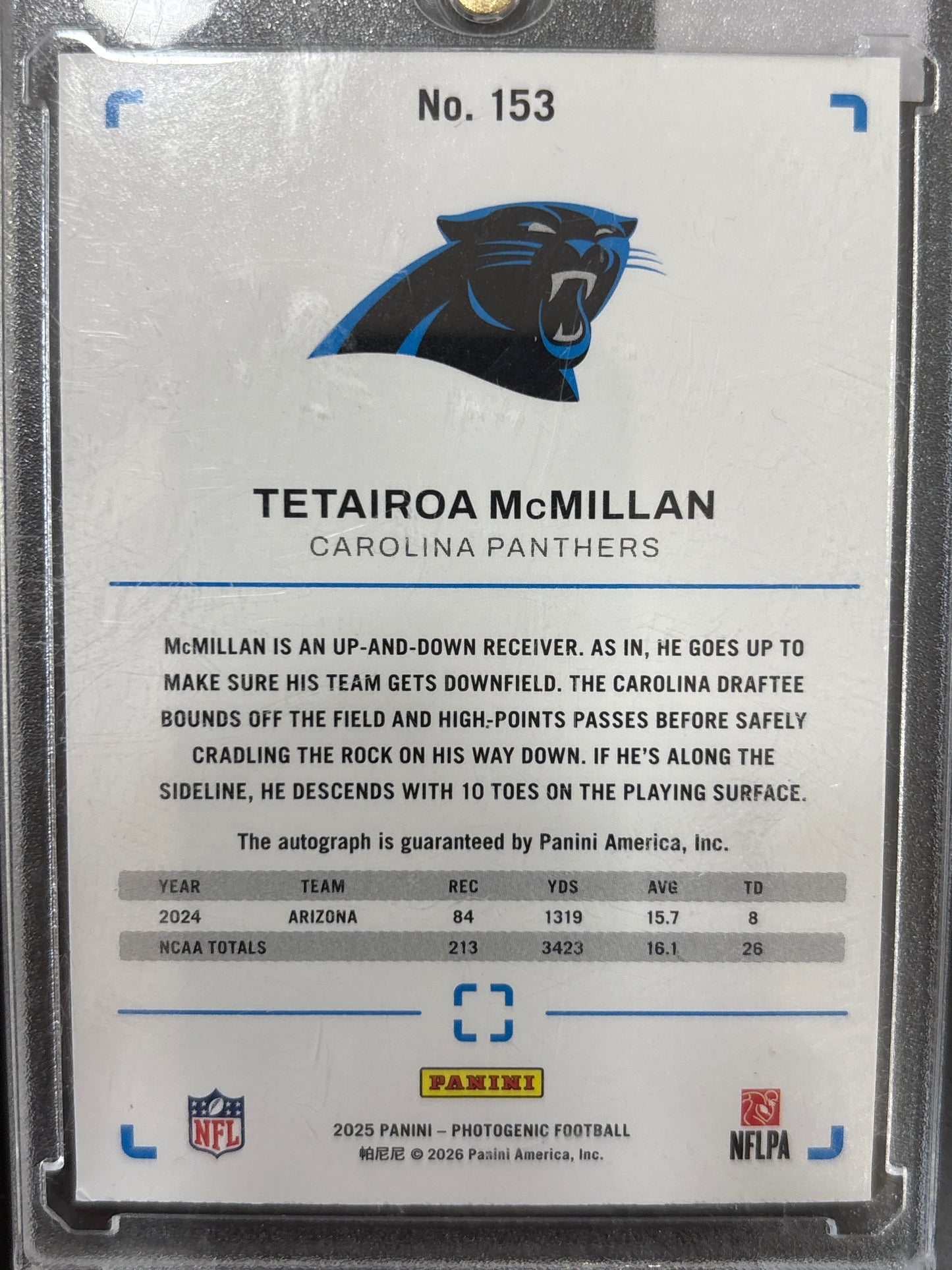 2025 Panini Photogenic Football Tetairoa McMillan #153 /49 RC