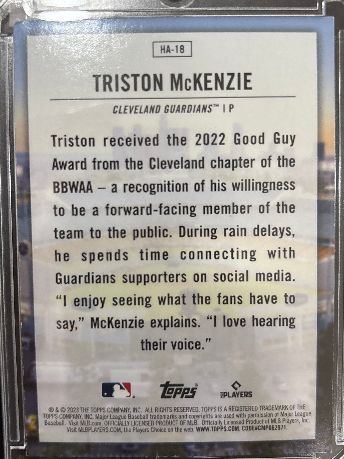 2023 Topps Home Field Advantage Triston McKenzie #HA-18