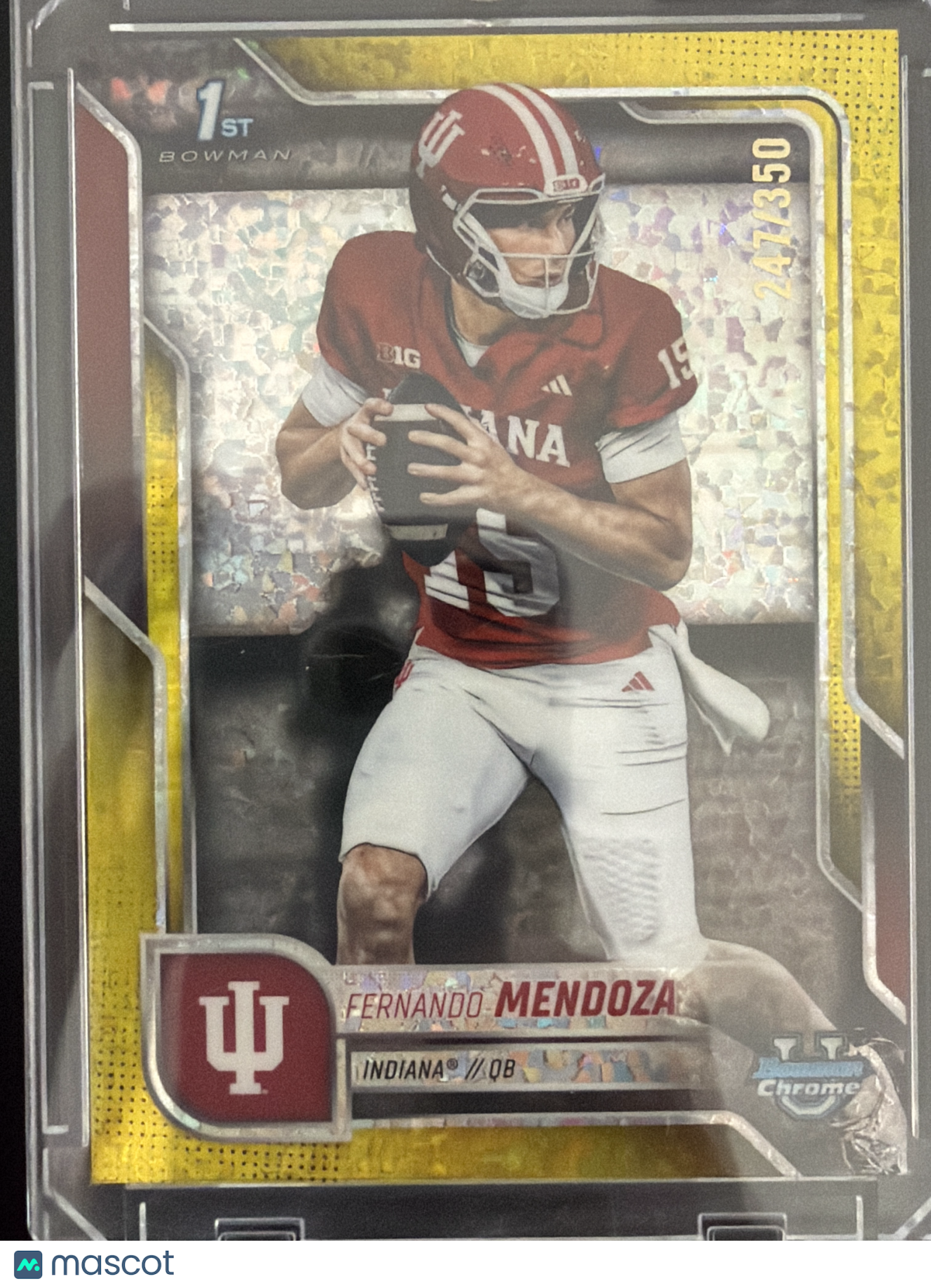 2025 Bowman Chrome Fernando Mendoza #109 Yellow Mini Diamond /350