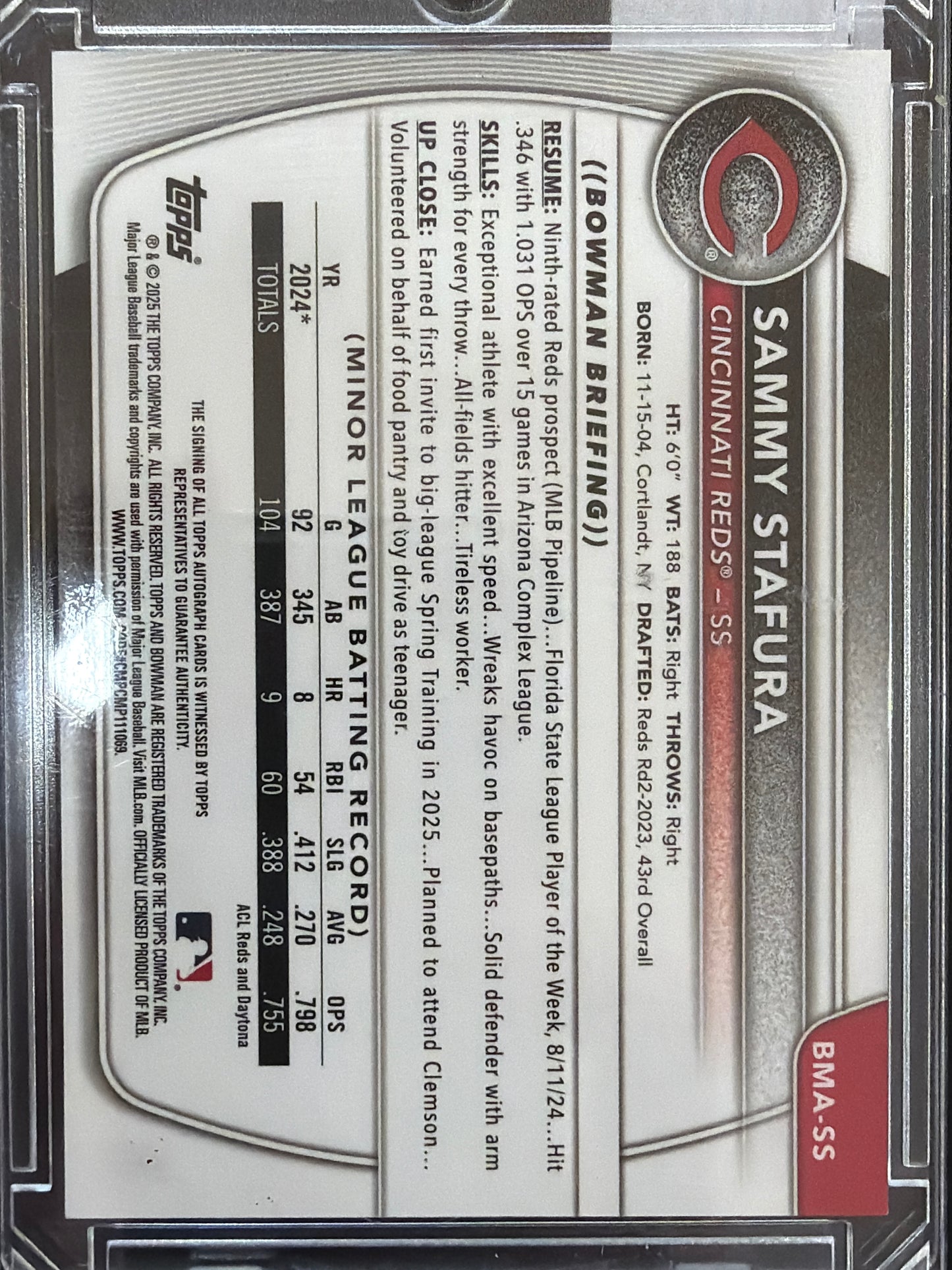 2025 Bowman Chrome Sammy Stafura #BMA-SS Mojo Reflector