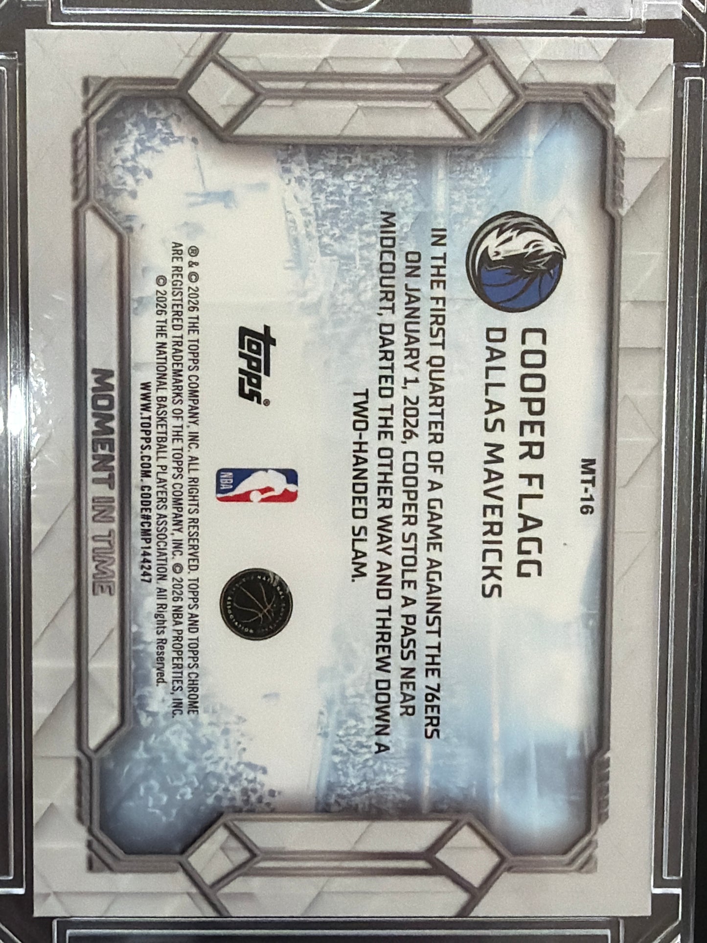 2026 Topps Chrome Moment in Time Cooper Flagg #MT-16 RC