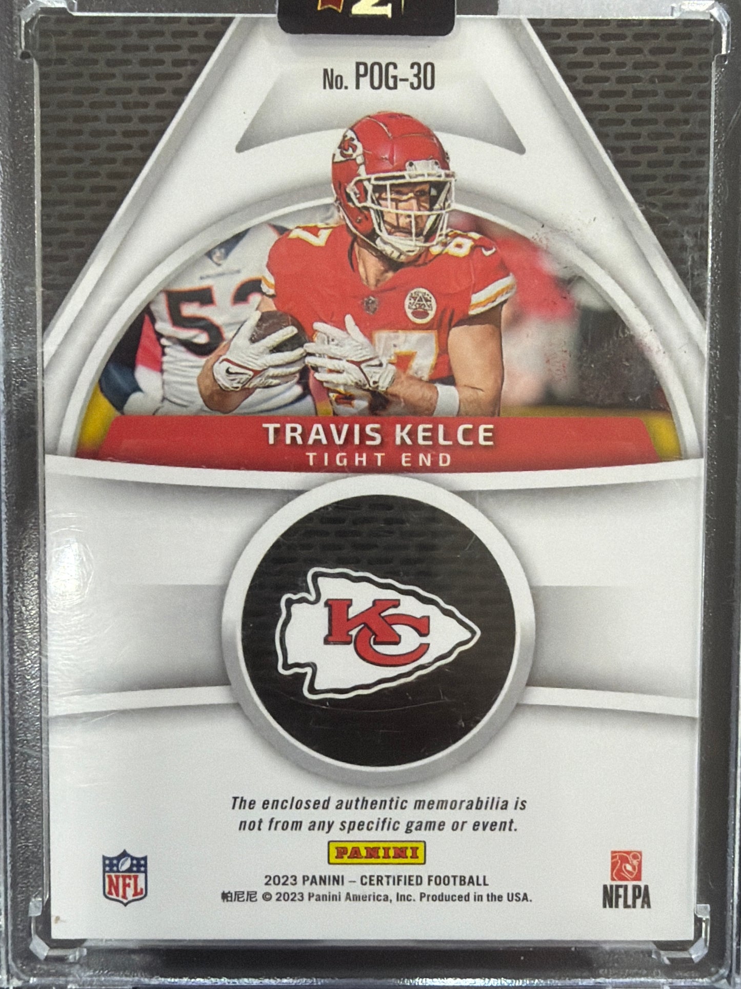 2023 Panini Certified Travis Kelce #POG-30 /25 Patch Memorabilia