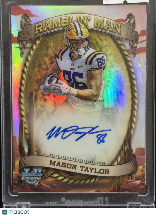 2024 Bowman Chrome Football Ramblin' Man Mason Taylor #RM-MT Refractor /99