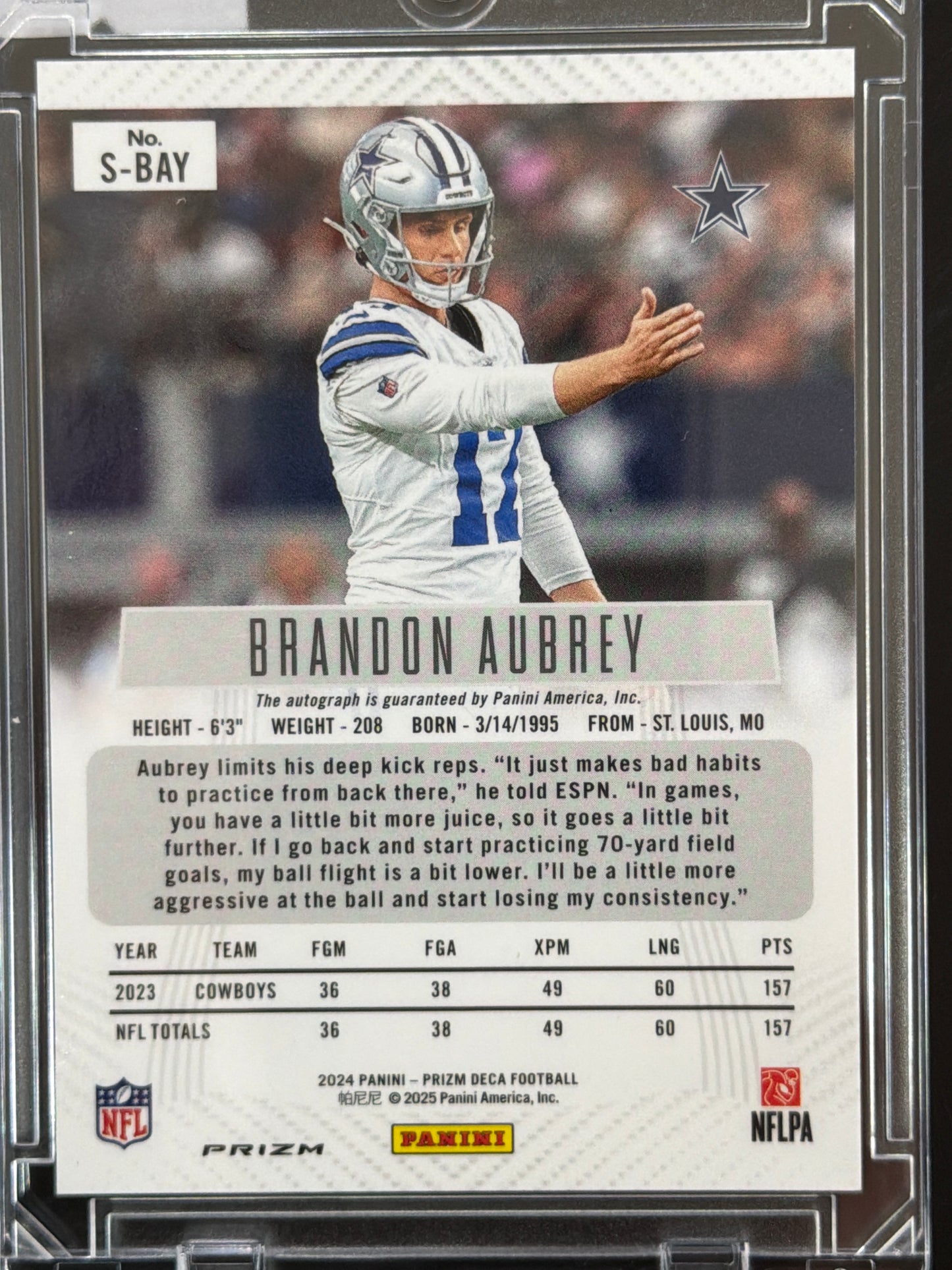 2024 Panini Prizm Deca Football Brandon Aubrey #S-BAY Silver