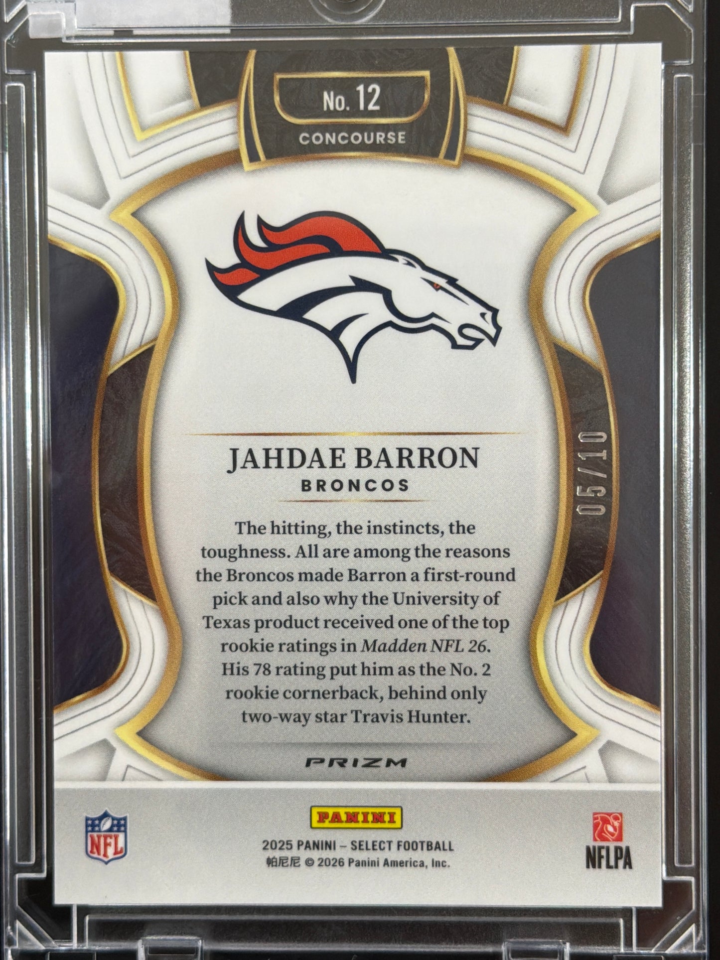 2025 Panini Select Football Jahdae Barron #12 Pink Prizm /10 RC