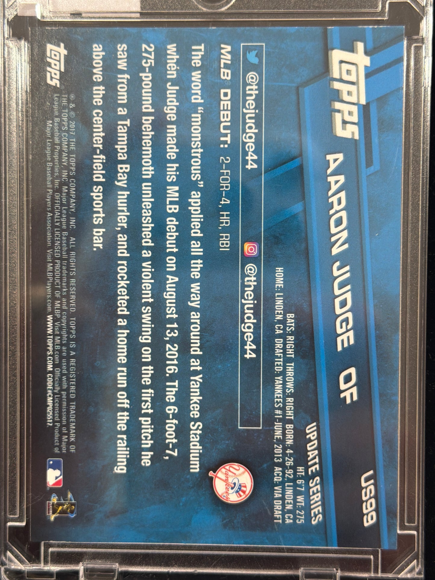 2017 Topps Update Series Aaron Judge #US99 RC