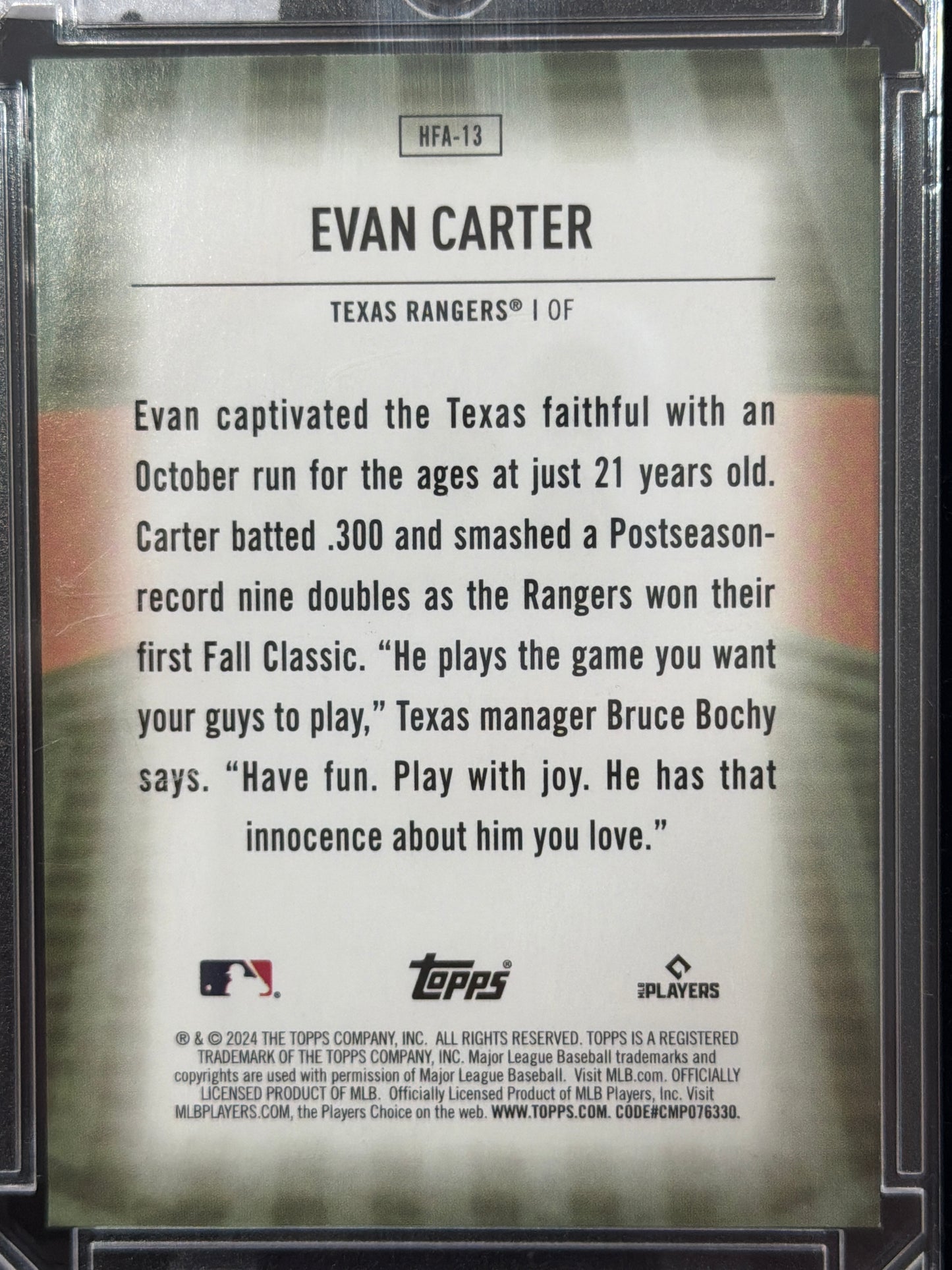2024 Topps Home Field Advantage Evan Carter #HFA-13 RC