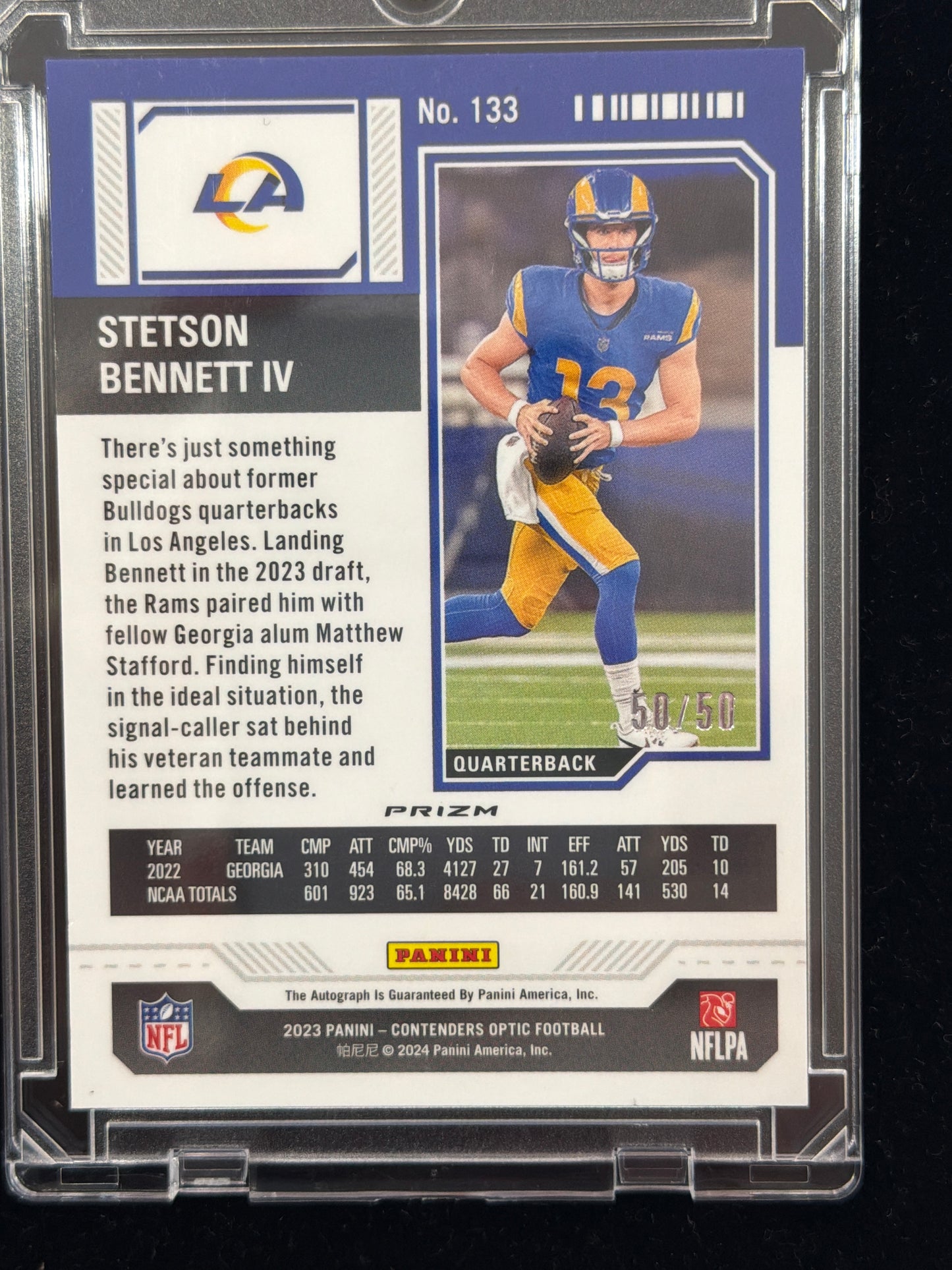 2023 Panini Contenders Optic Stetson Bennett IV #133 Orange /50 RC
