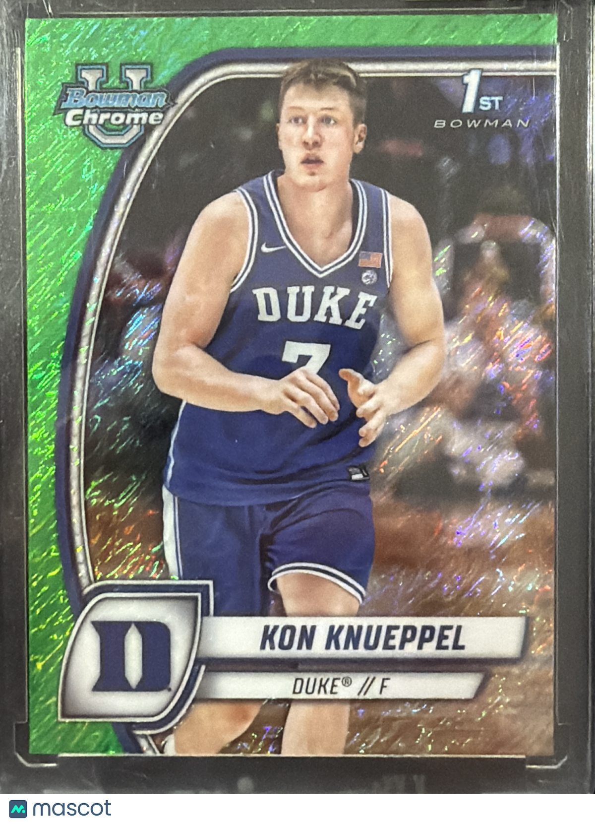 2025 Bowman Chrome University Kon Knueppel #48 Green Shimmer Refractor