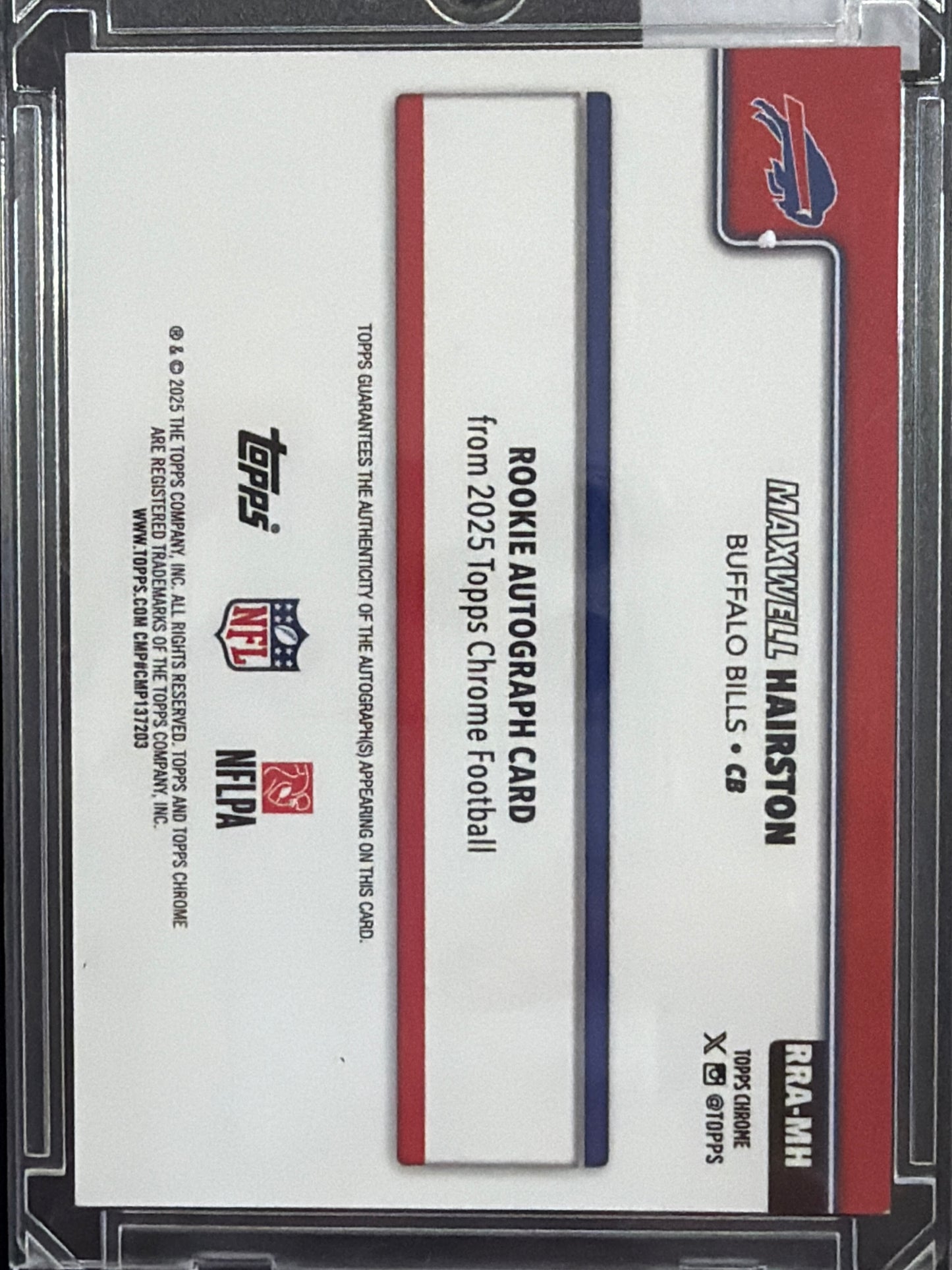 2025 Topps Chrome Maxwell Hairston #RRA-MH Gold Refractor /50 RC