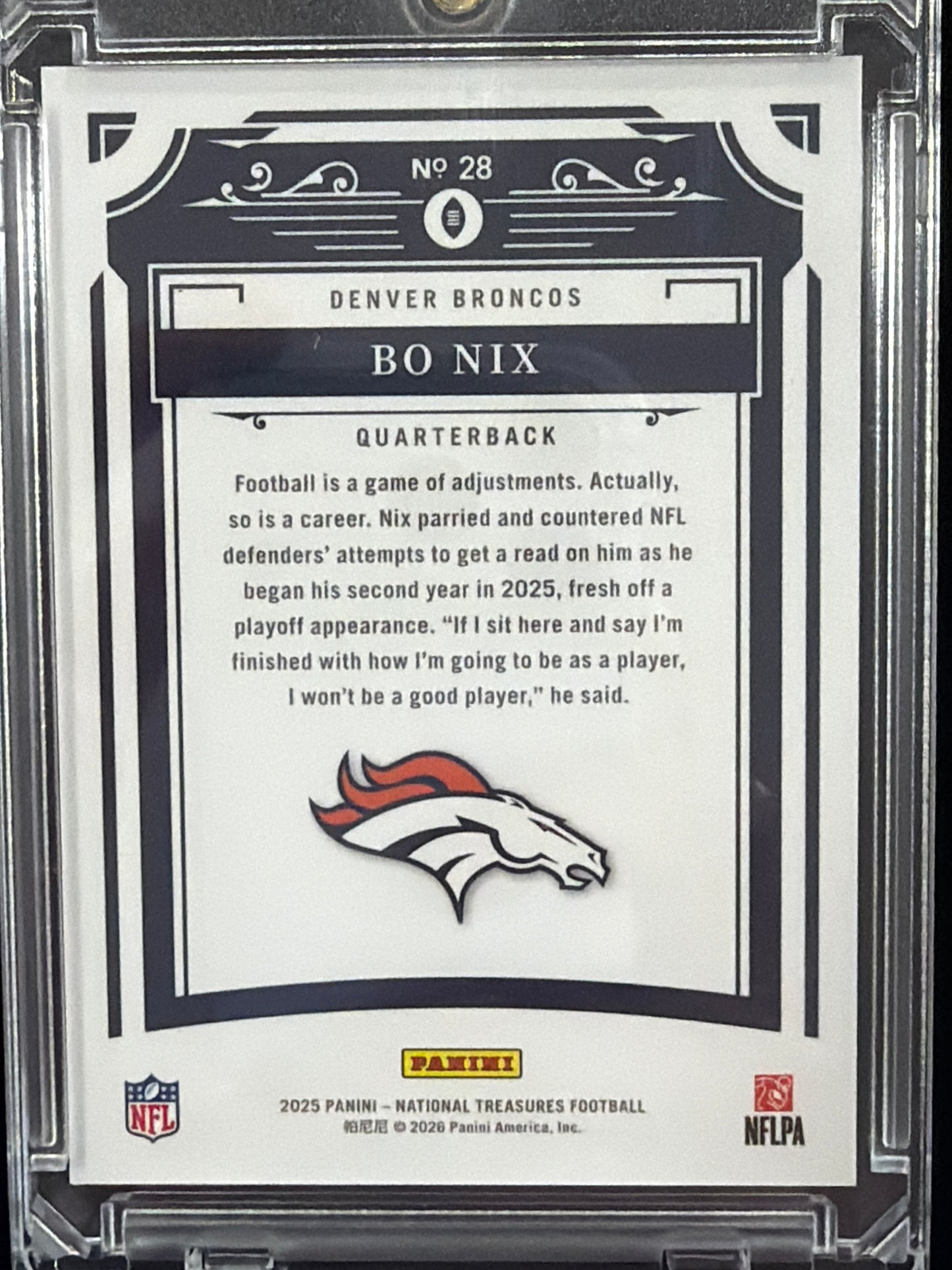 2025 Panini National Treasures Bo Nix #28 /25