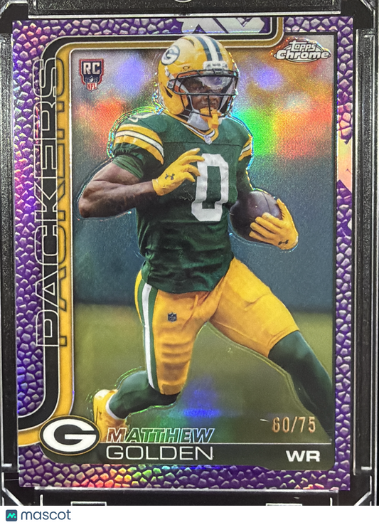 2025 Topps Chrome Matthew Golden #333 Purple Leather Refractor /75 RC