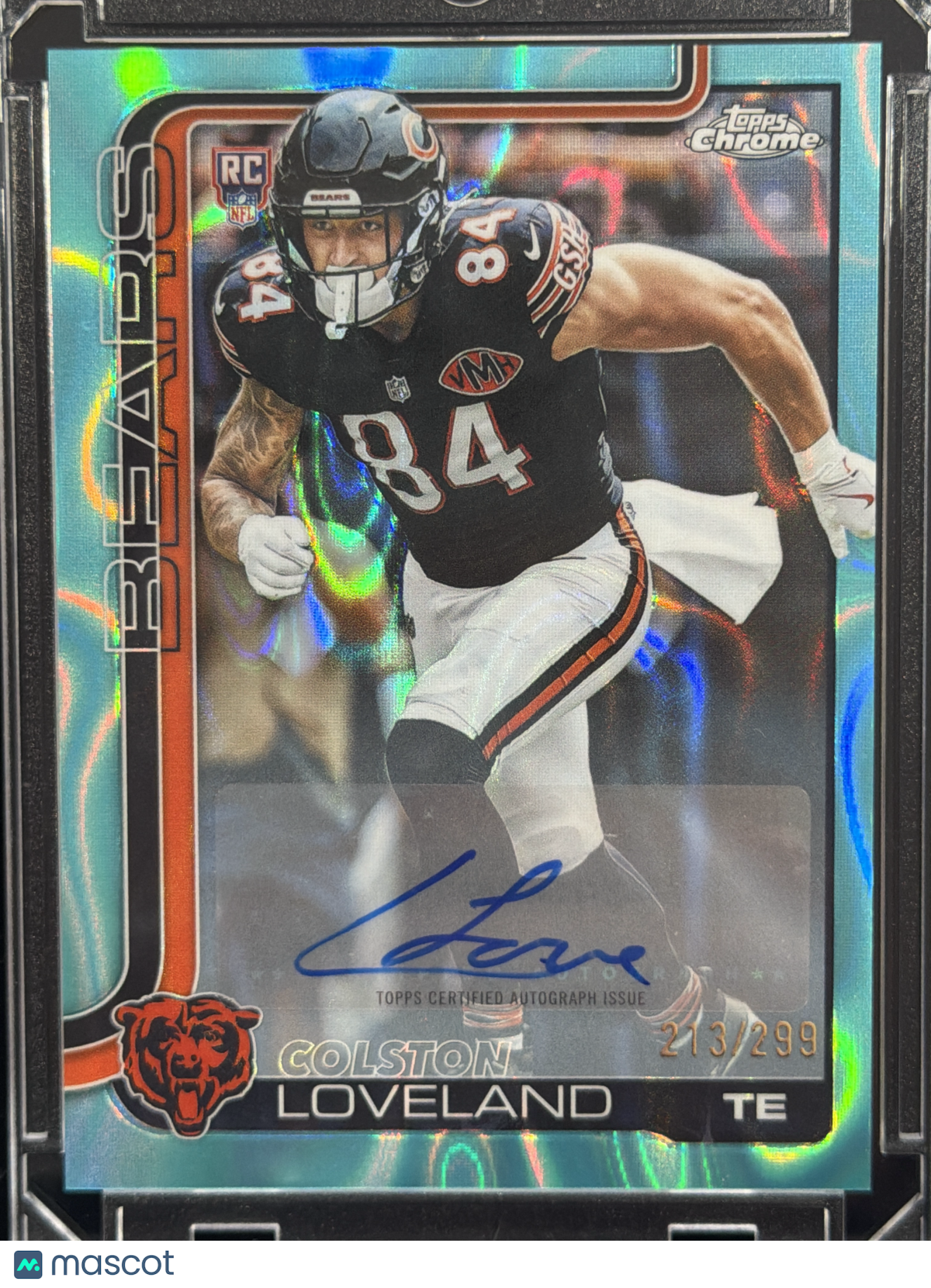 2025 Topps Chrome Colston Loveland #RA-CL Aqua Wave Refractor /299 Autograph RC
