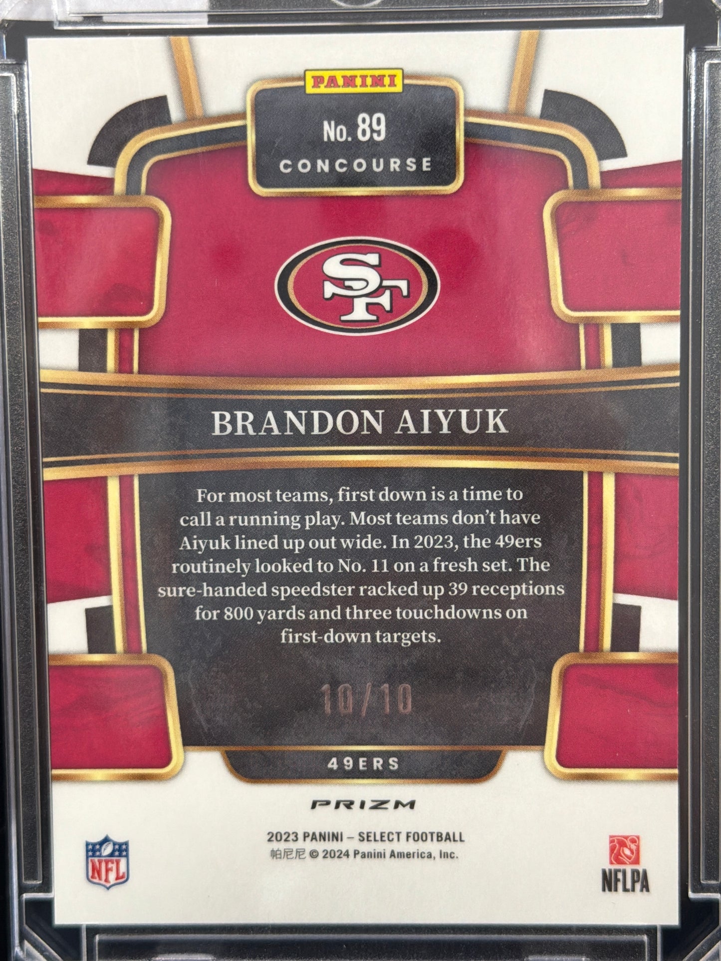 2023 Panini Select Football Brandon Aiyuk #89 Gold Disco Prizm /10