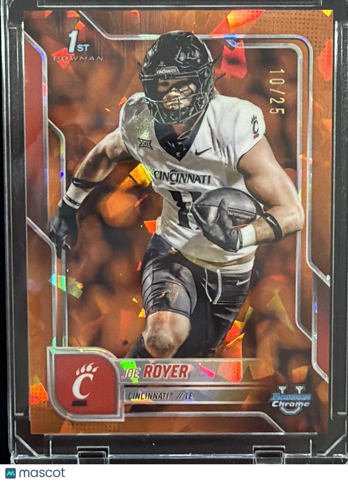2025 Bowman Chrome University Joe Royer #120 Orange Shimmer /25