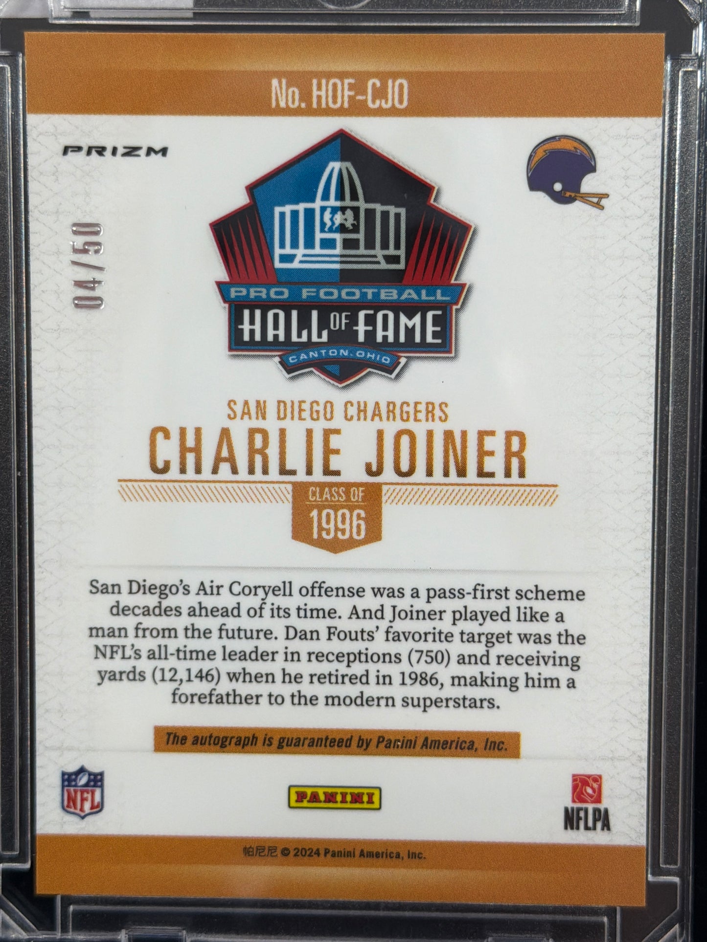 2024 Panini Prizm Charlie Joiner #HOF-CJO Silver /50