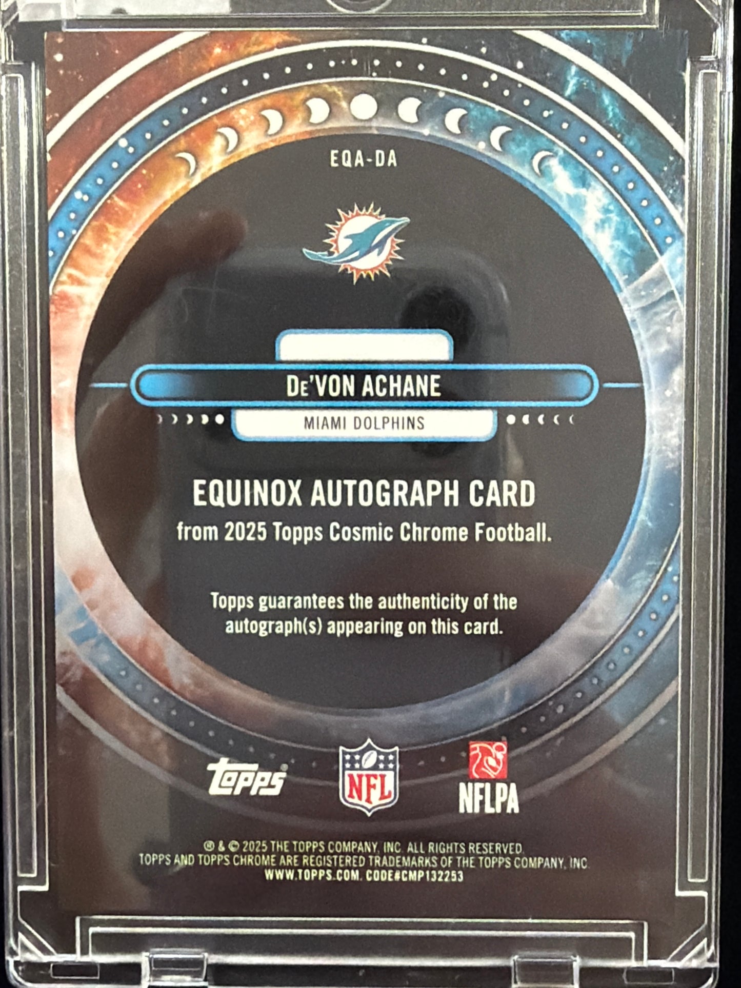 2025 Topps Cosmic Chrome De'Von Achane #EQA-DA Equinox Autograph /50