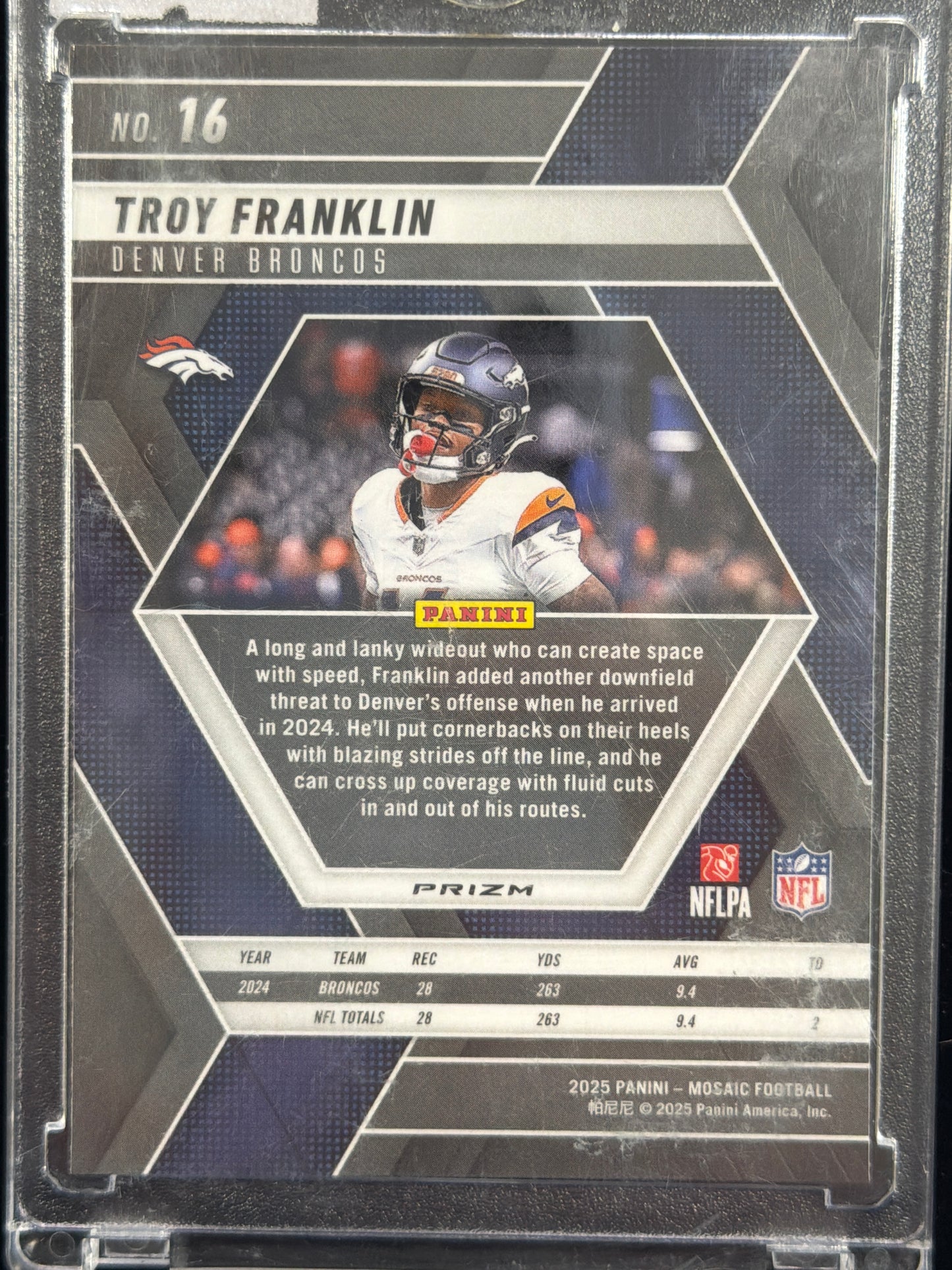 2025 Panini Mosaic Football Troy Franklin #16 Orange Honeycomb