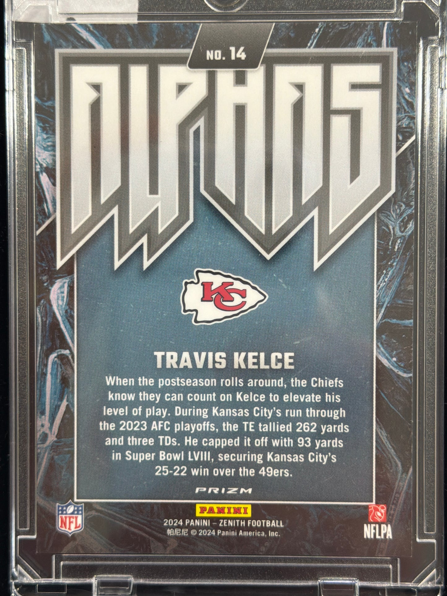 2024 Panini Zenith Alphas Travis Kelce #14 Prizm