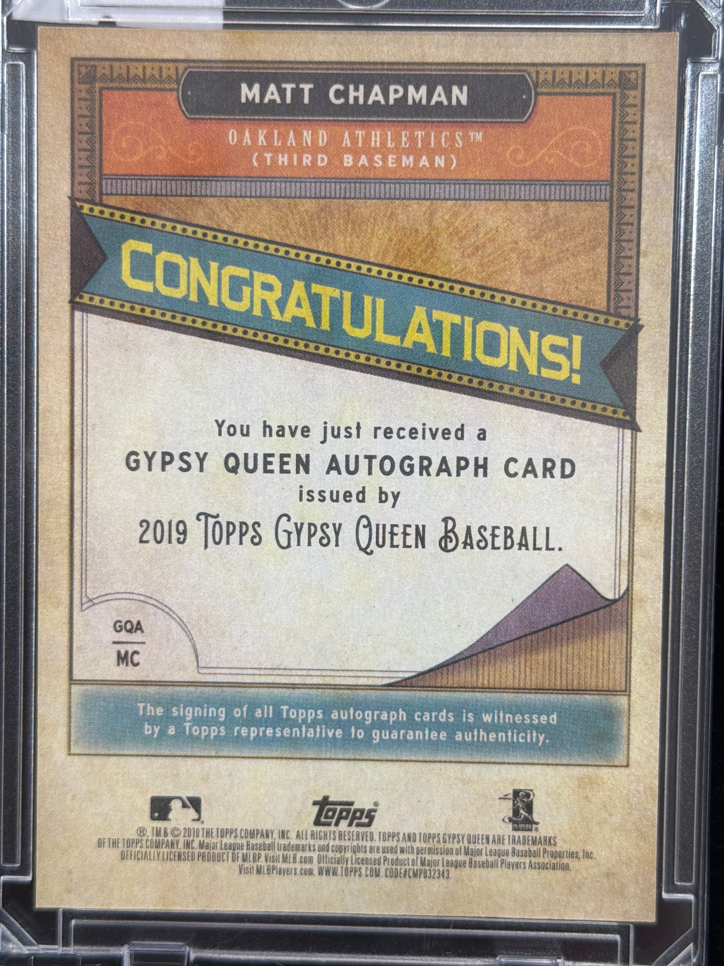 2019 Topps Gypsy Queen Matt Chapman #GQA-MC