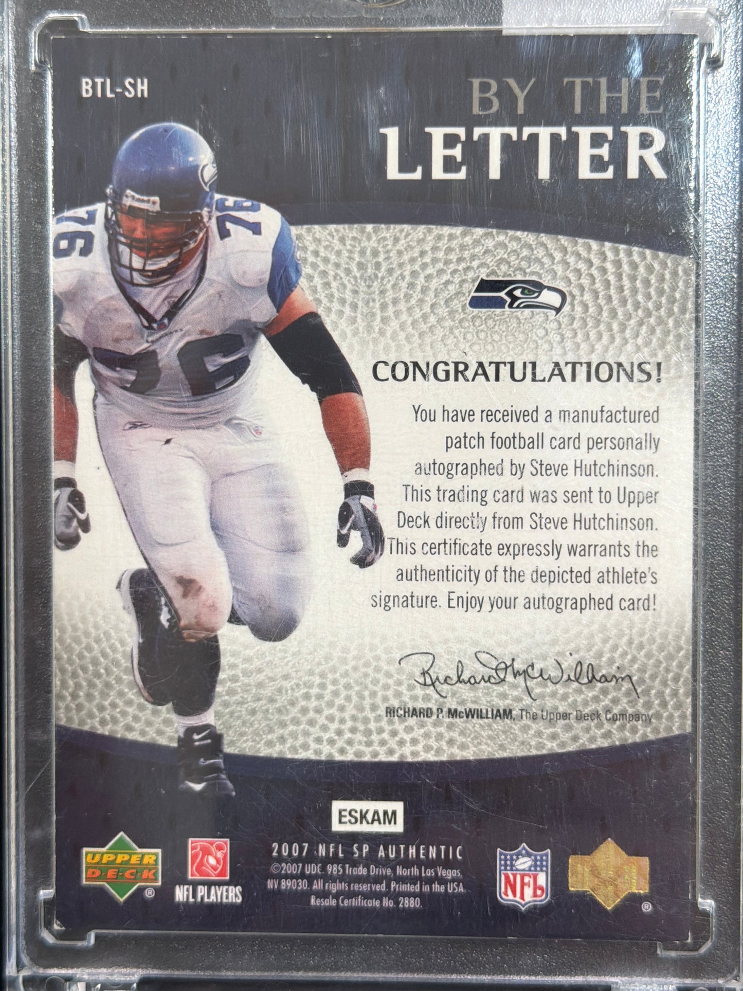 2007 By The Letter Steve Hutchinson #BTL-SH /25 Autograph Manufactured Patch
