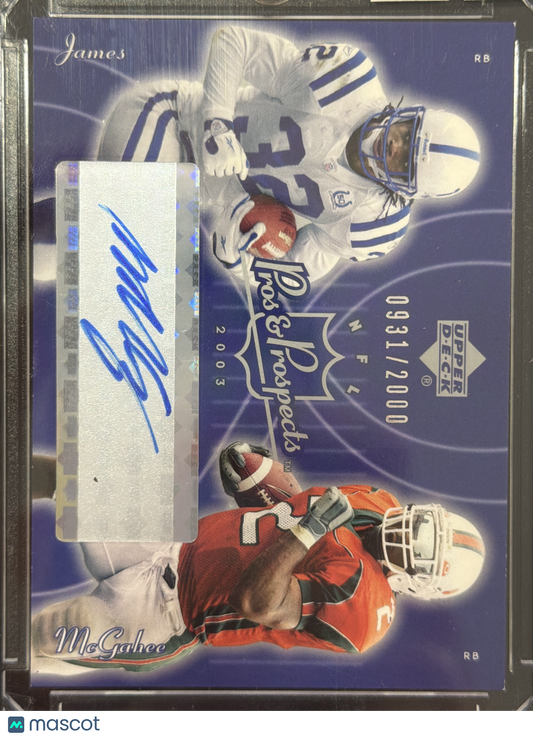 2003 Upper Deck Pros & Prospects Edgerrin James Willis McGahee #143 0931/2000