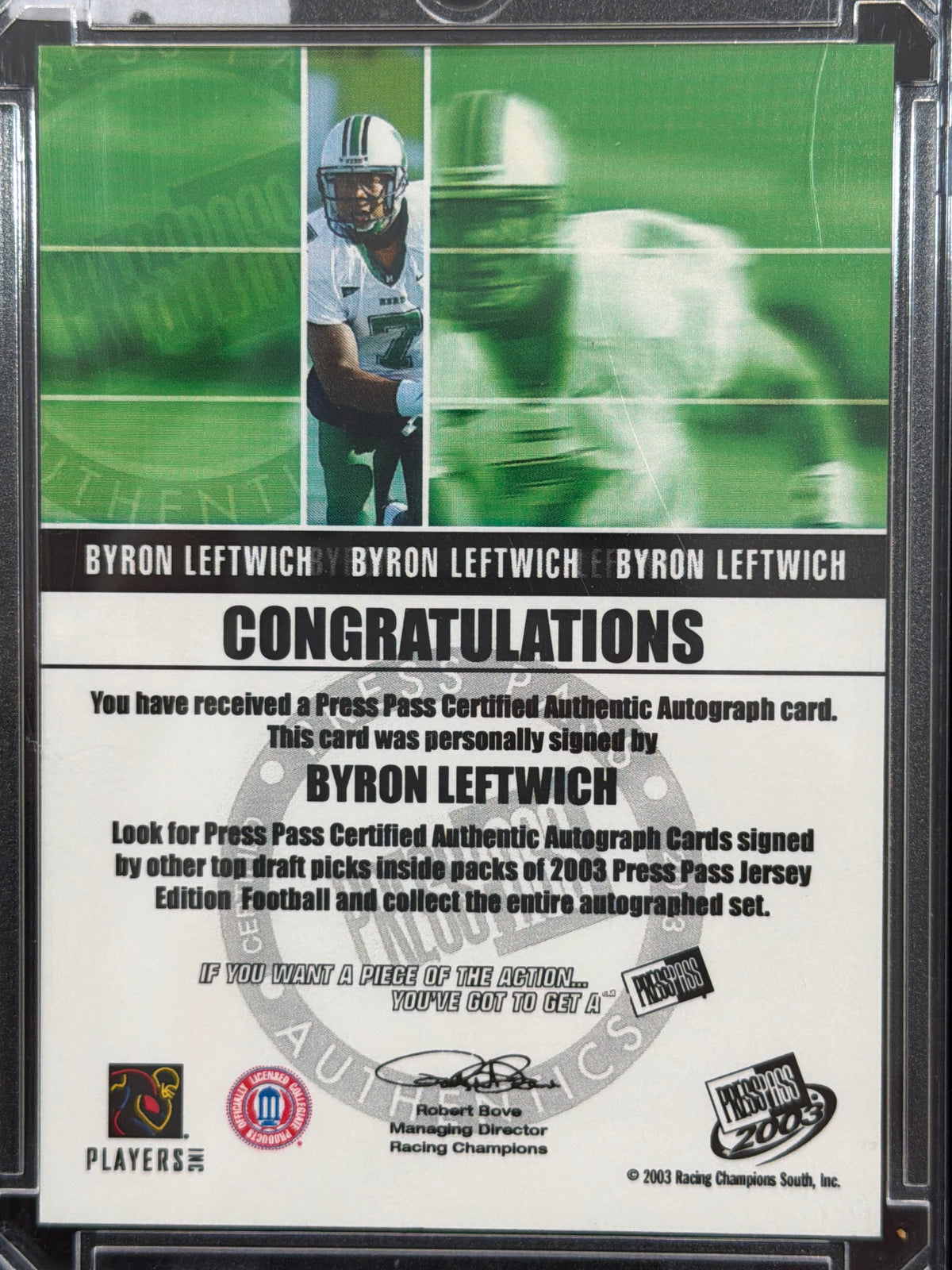 2003 Press Pass Authentics Byron Leftwich /200
