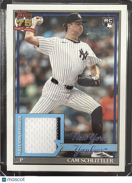 2026 Topps Baseball 1991 Topps Baseball Relic Card Cam Schlittler #91R2-CS Relic RC