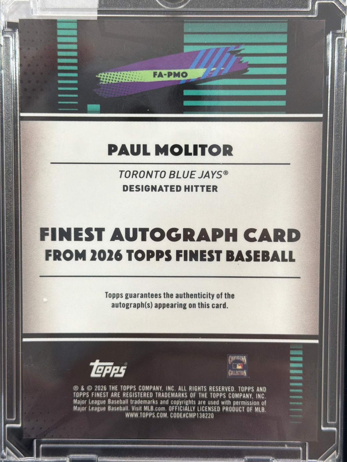 2026 Topps Finest Paul Molitor #FA-PMO